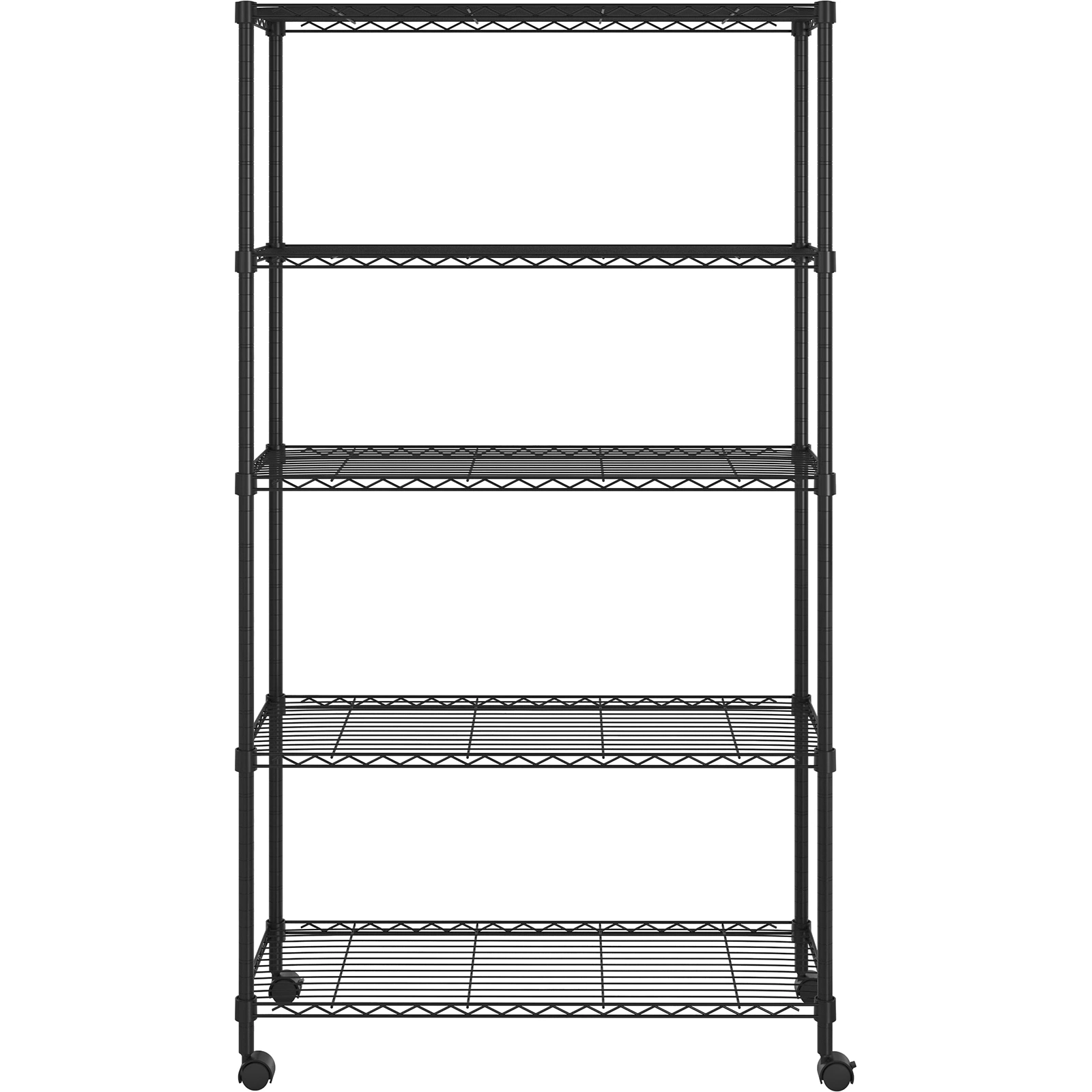 5-Layer Plastic Coated Iron Shelf with 1.5" Nylon Wheels 165*90*35 Black view 22