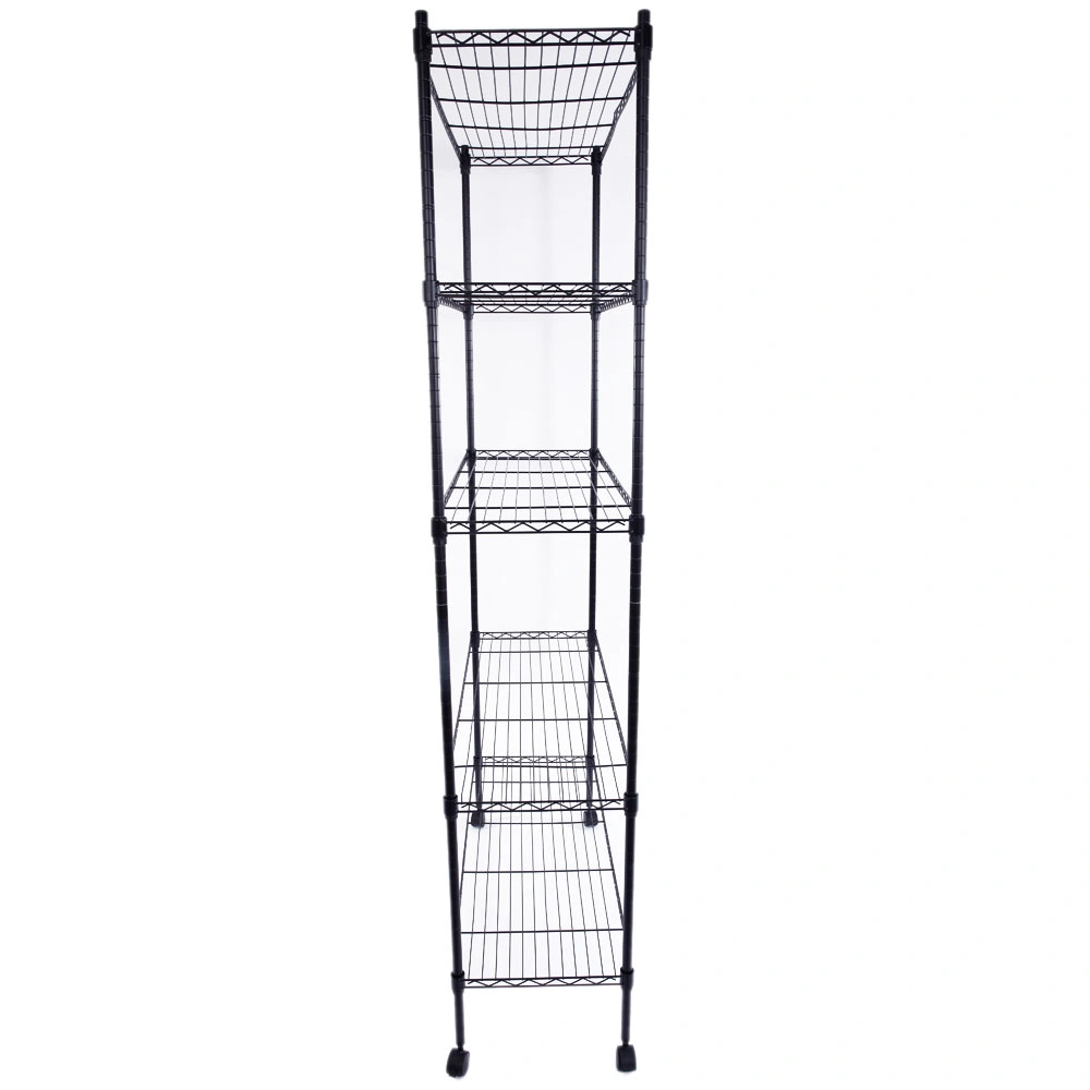 5-Layer Plastic Coated Iron Shelf with 1.5" Nylon Wheels 165*90*35 Black view 7