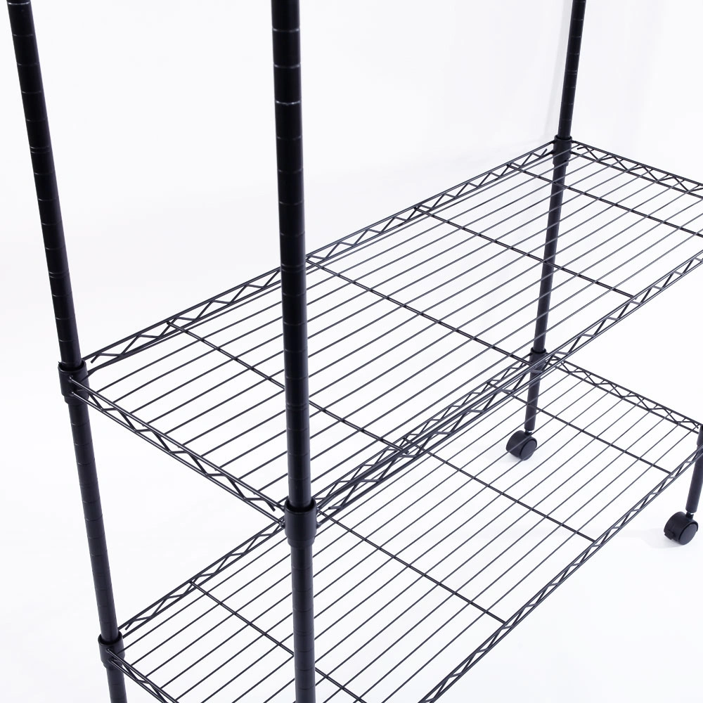 5-Layer Plastic Coated Iron Shelf with 1.5" Nylon Wheels 165*90*35 Black view 8