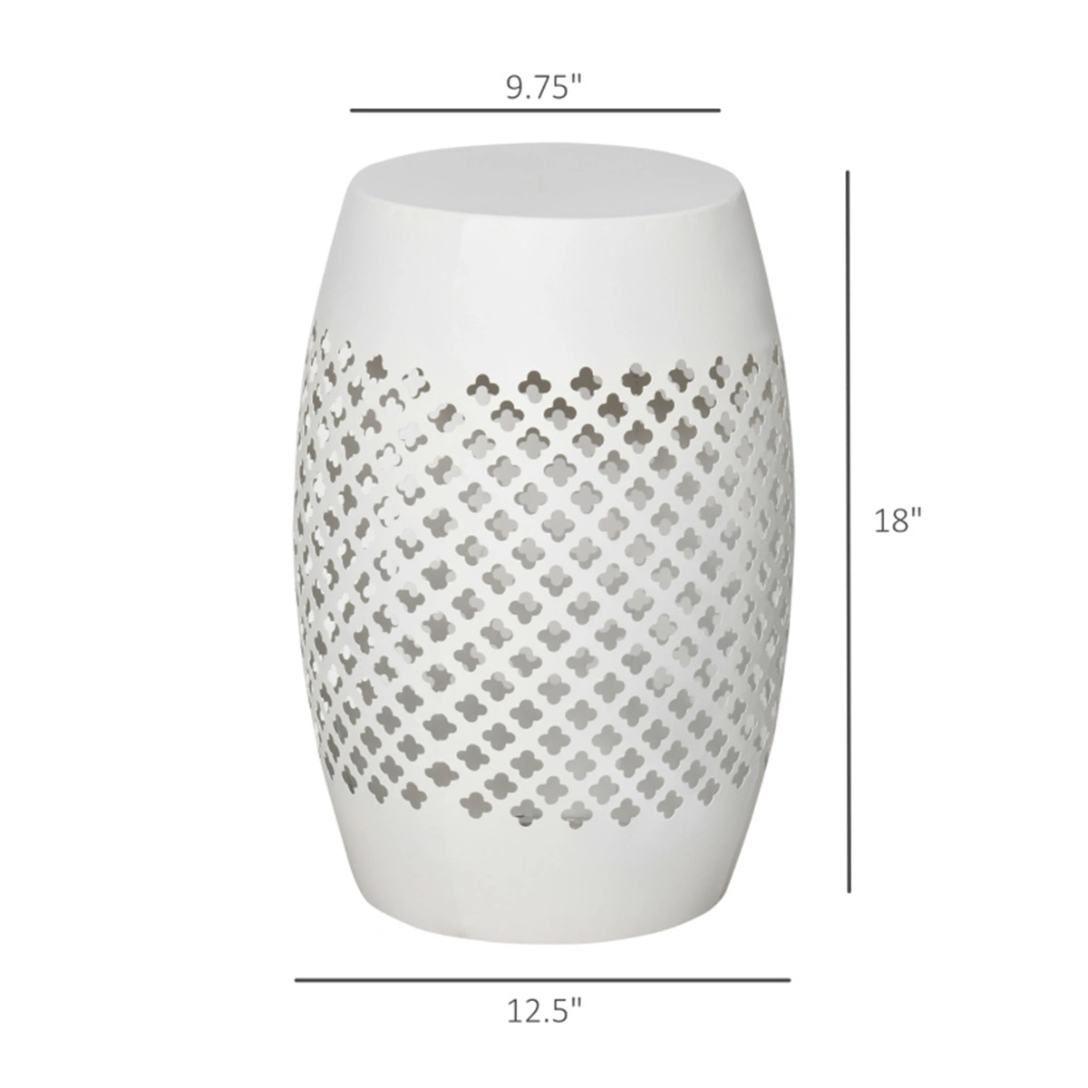 White 12 Inch Round Hollow Drum Patio Table - for Balcony Decor view 3