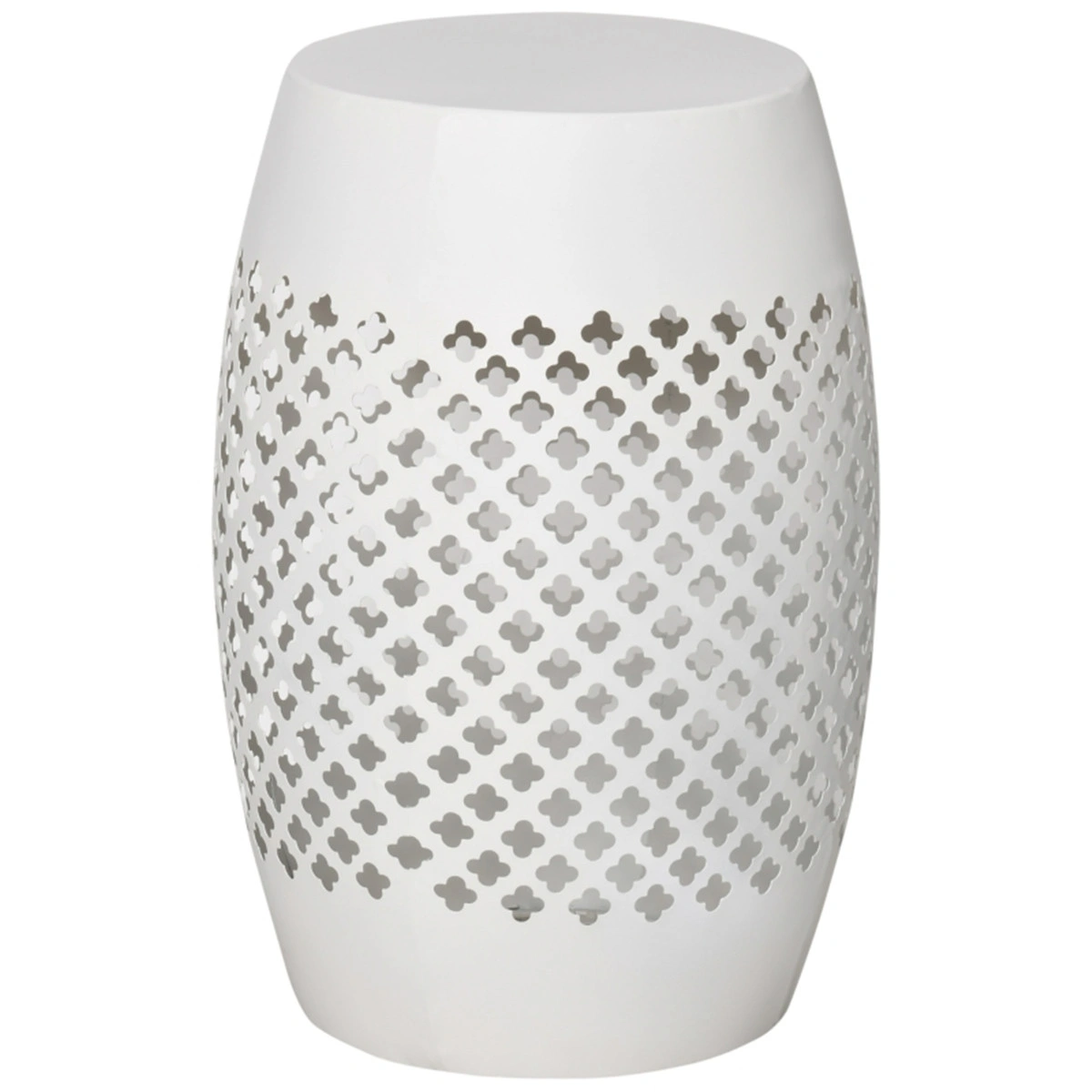 White 12 Inch Round Hollow Drum Patio Table - for Balcony Decor view 4