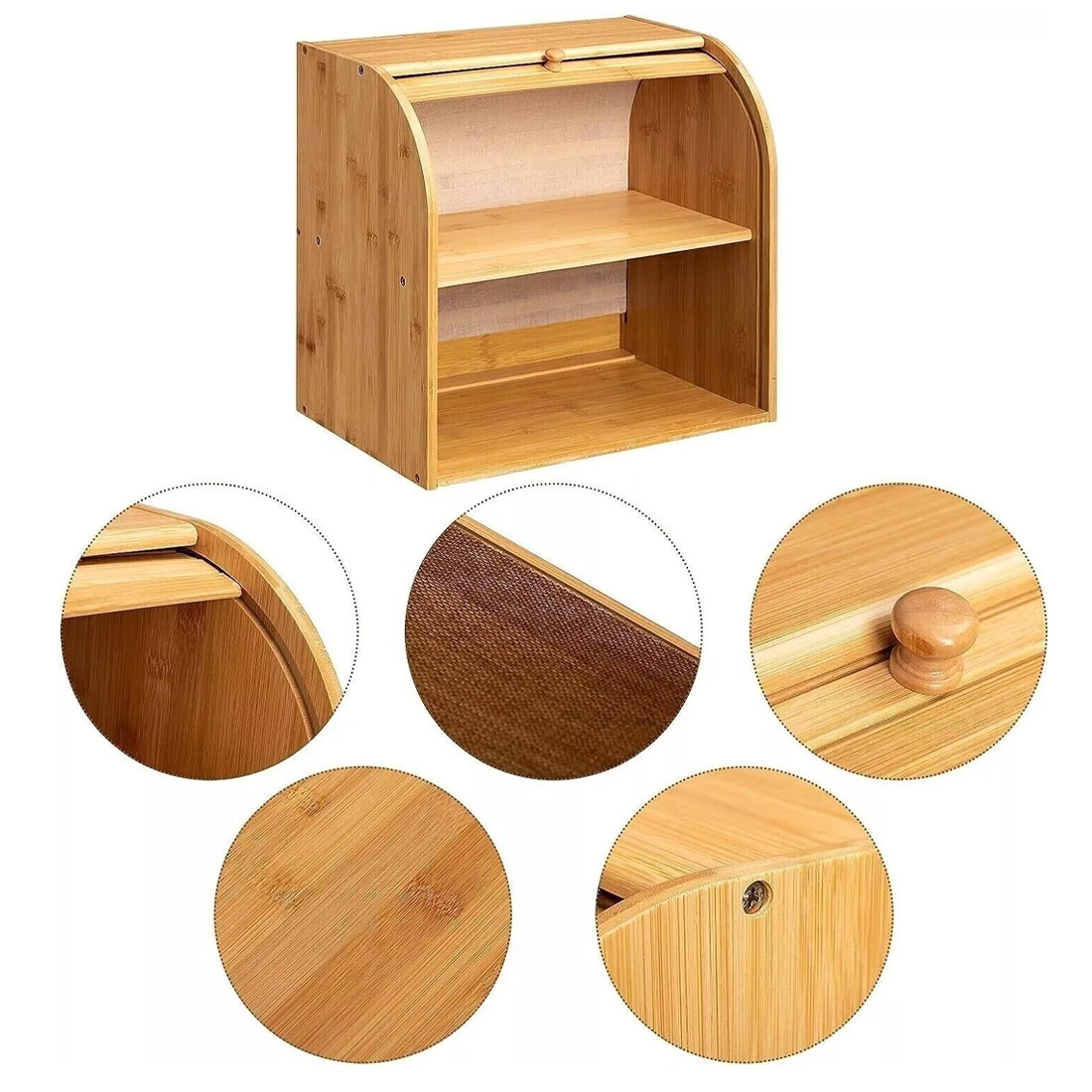 Bread Bin 2 Tier Double Layer Roll Top Food Storage Container Kitchen Organizer Rack Countertop view 3