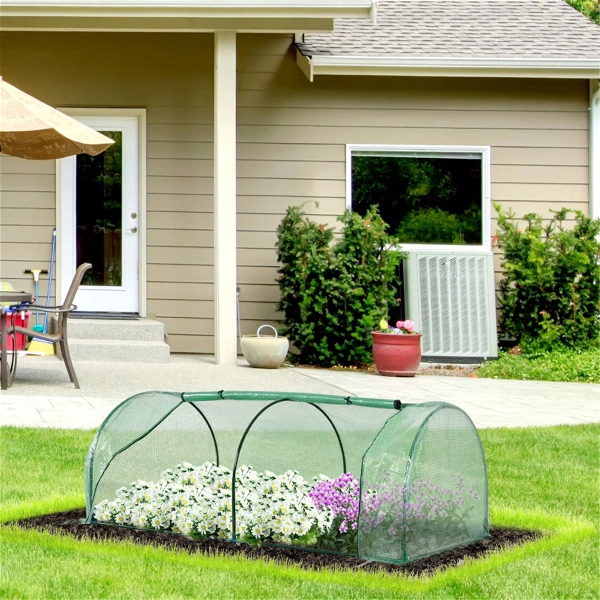 Mini Walk-in Greenhouse Tent 6x8 with Double Door, Portable Plant Growing House, UV-Resistant PE Cover, Heavy-Duty Steel Frame for Garden