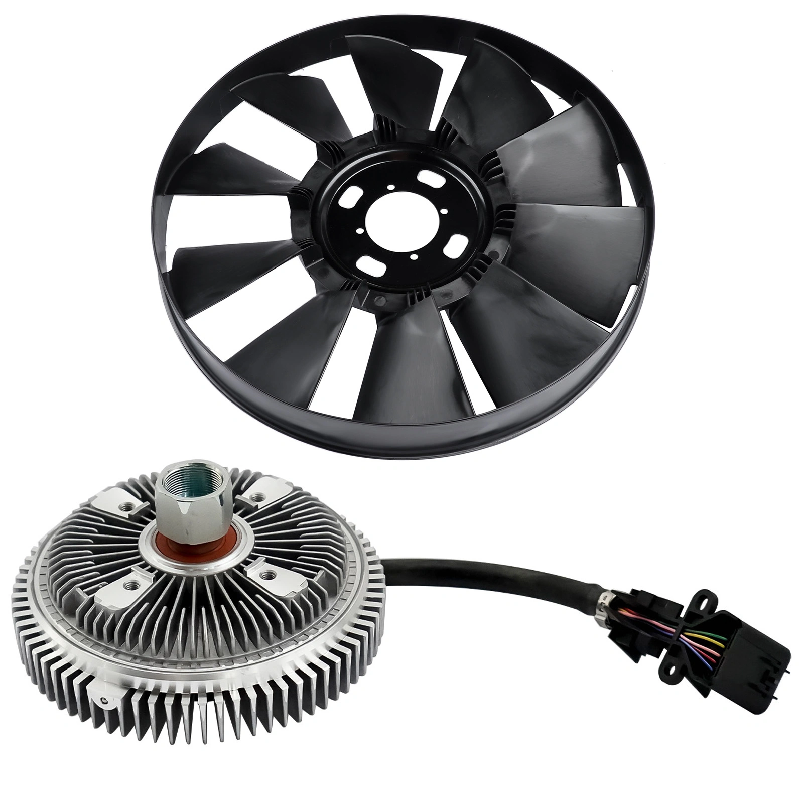 Engine Cooling Fan Blade and Clutch Kit Fits for Buick Rainier Chevrolet Trailblazer GMC Envoy 2002-2009 Black view 5