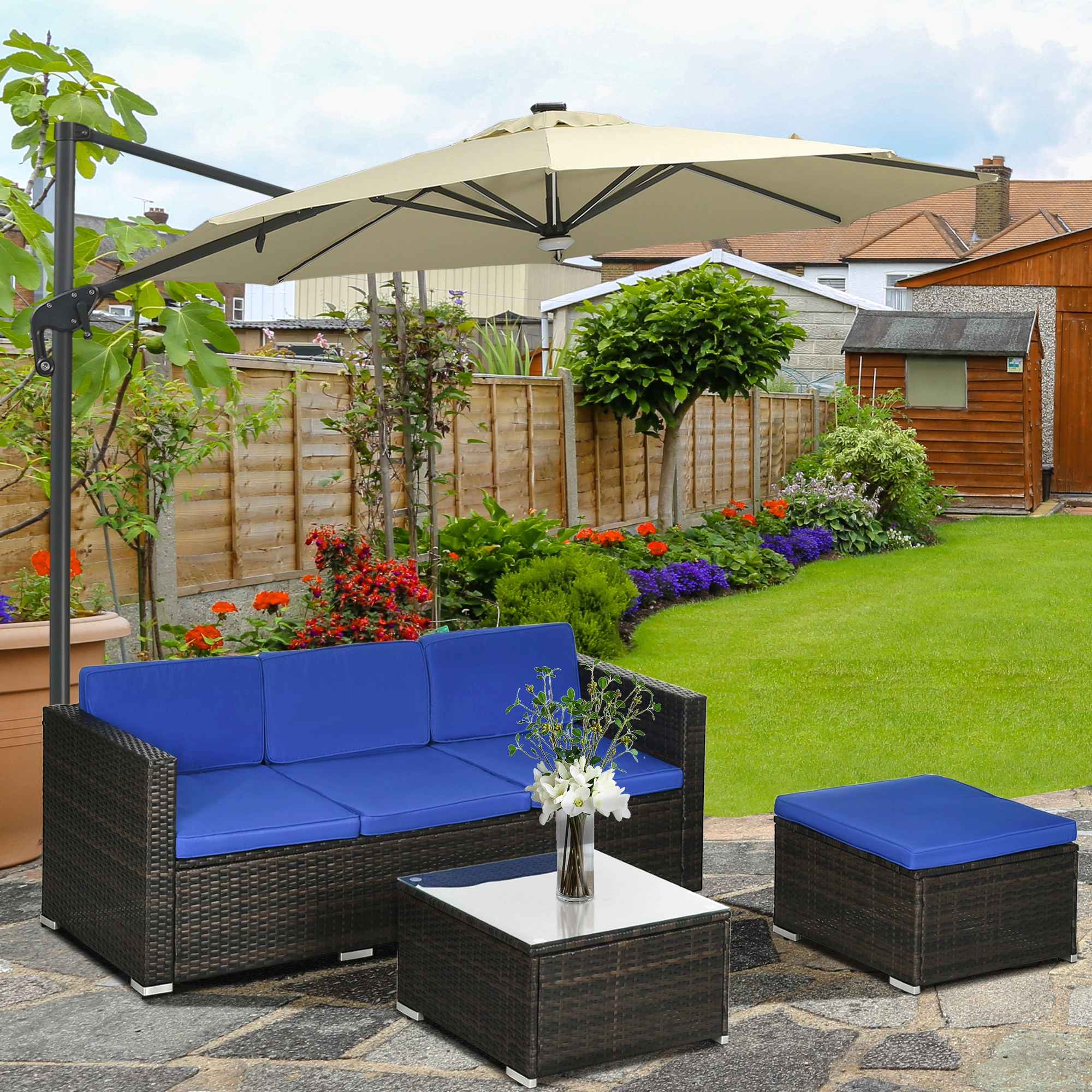 Luxury Patio Furniture Dining Set - 7 Piece Outdoor Table and Chairs Collection, UV-Resistant Powder-Coated Frame, Easy Assembly