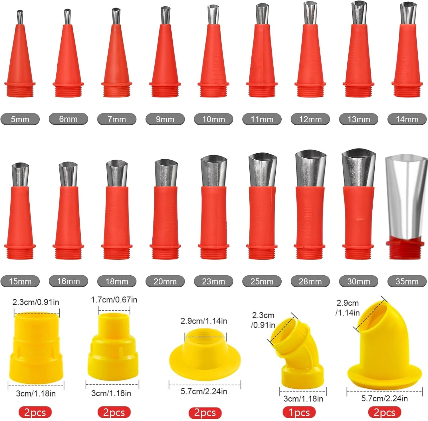 30 Pack Stainless Steel Sealant Nozzles for Silicone Adhesive Gun - Precision Dosing Tips for Caulking & Gluing