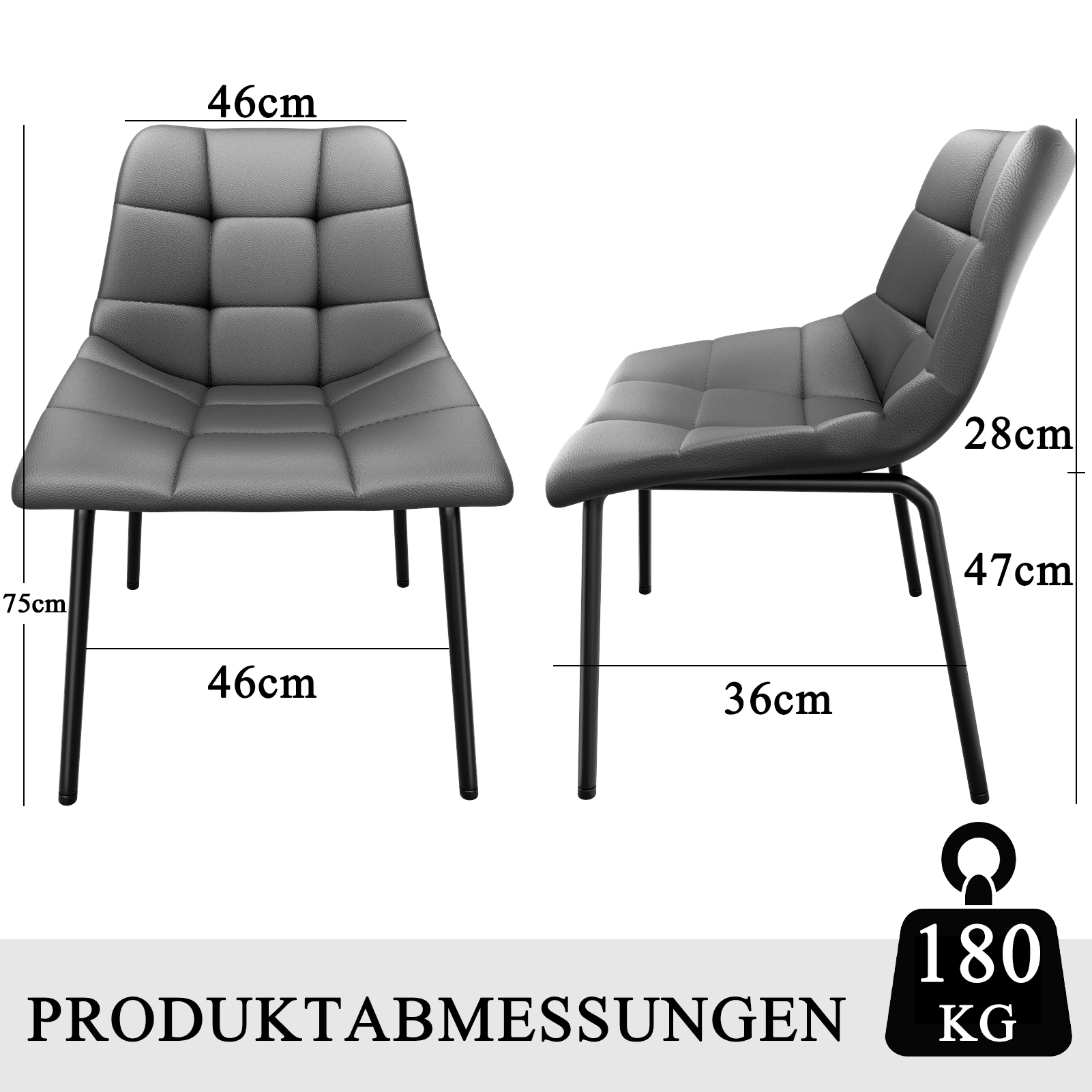 Modern Esszimmerstühle 8er Set, Kunstleder mit Hoher Rückenlehne, Gepolsterte Esstischstühle mit Metallfüßen, für Küche Wohnzimmer view 2