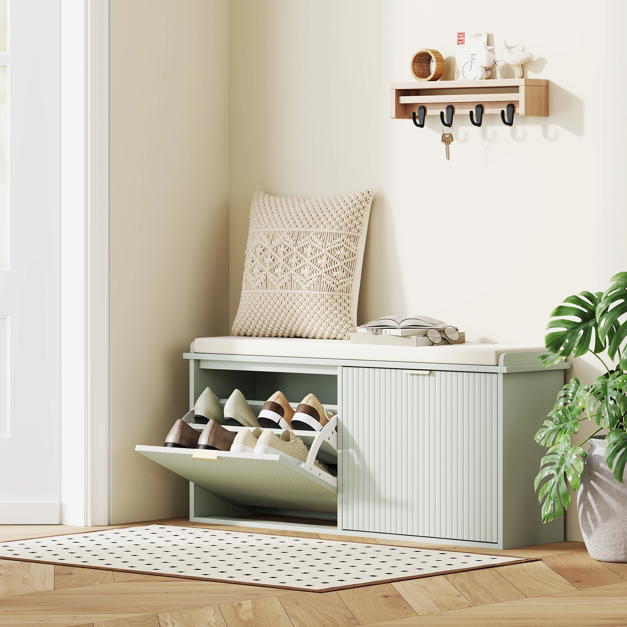 Shoe Storage Cabinet, Open Entryway Shoe Rack Organizer, Modern Hallway Storage Shelf for Living Room, Bedroom, Entryway