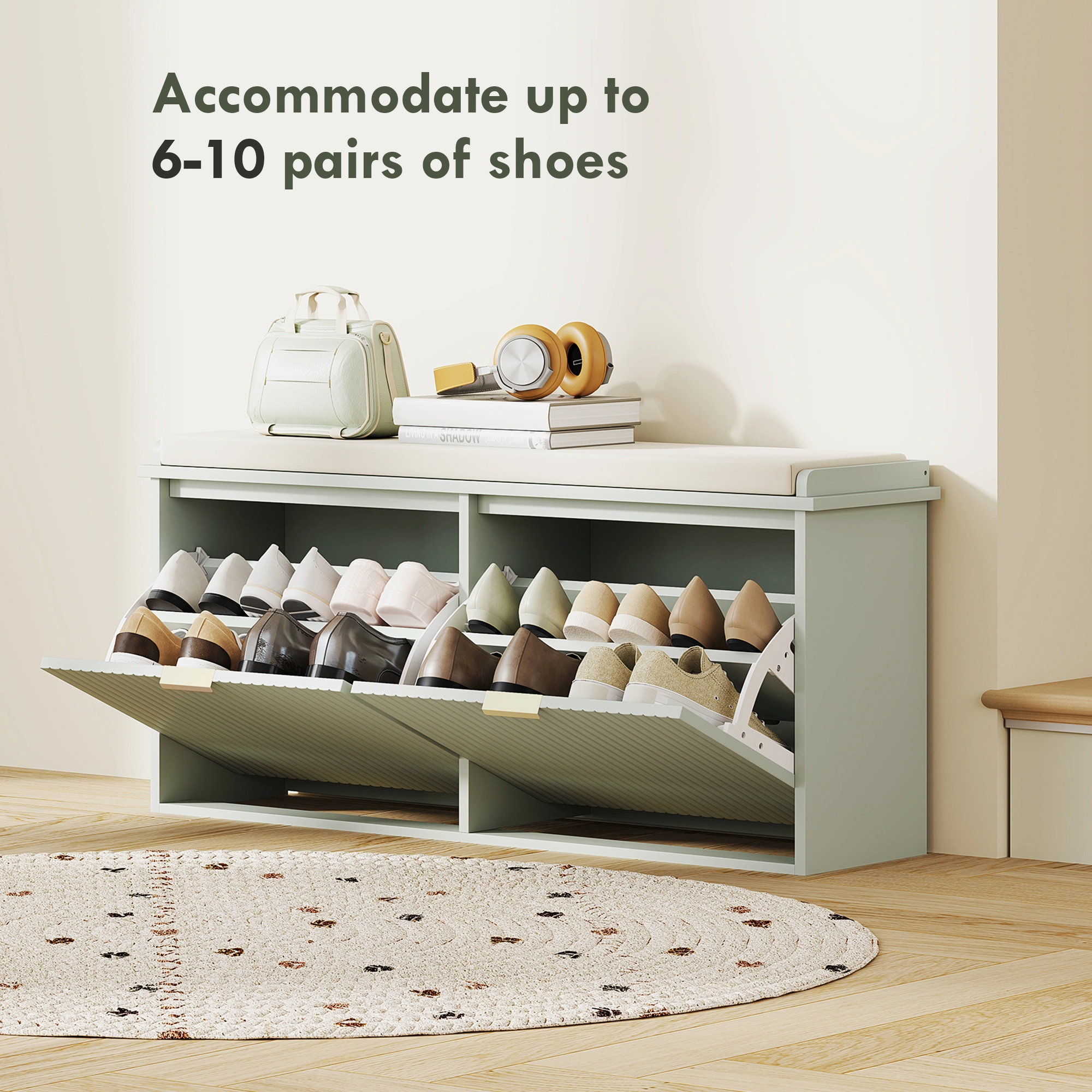 Shoe Storage Cabinet, Open Entryway Shoe Rack Organizer, Modern Hallway Storage Shelf for Living Room, Bedroom, Entryway view 3