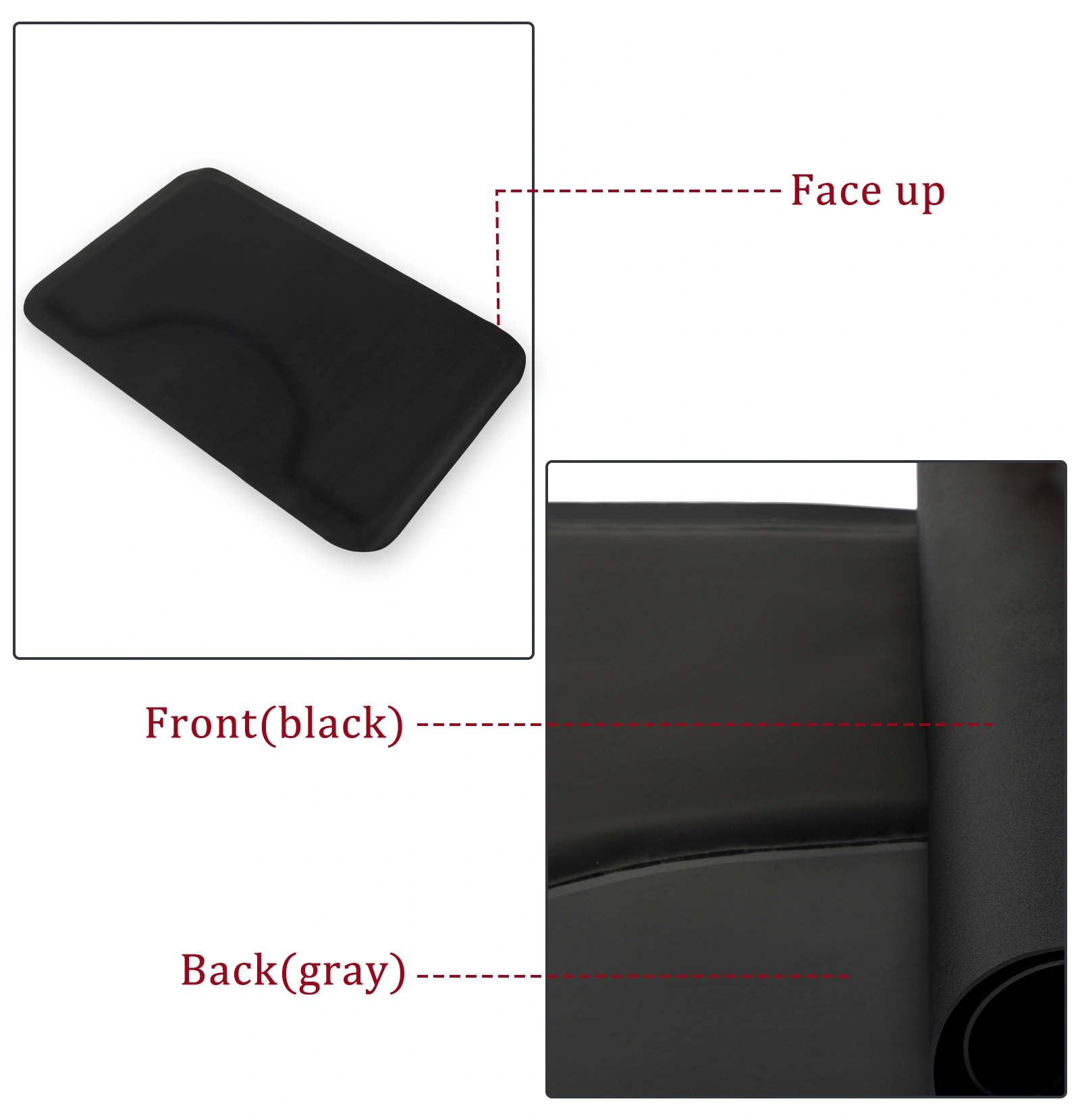 3′x 4.5′x 1/2" Beauty Salon Square Anti-fatigue Salon Mat (Square Outside And Round Inside) Black view 8
