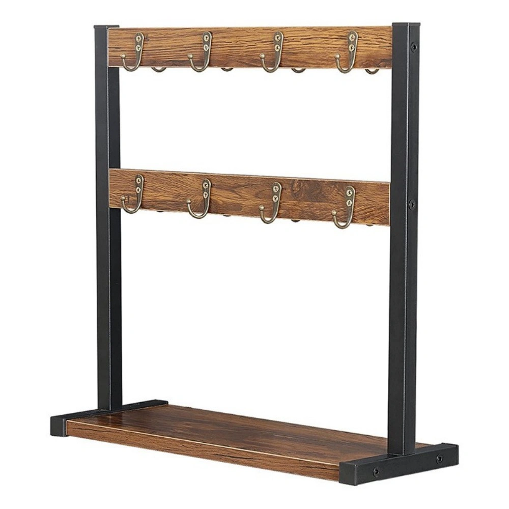 Tabletop Wood Cup Storage Rack Display Shelf Coffee Mug Holder Desk Organizer Space-Saving Storage view 3