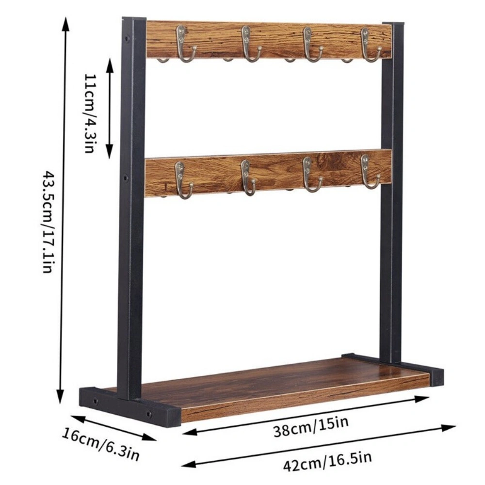 Tabletop Wood Cup Storage Rack Display Shelf Coffee Mug Holder Desk Organizer Space-Saving Storage view 5