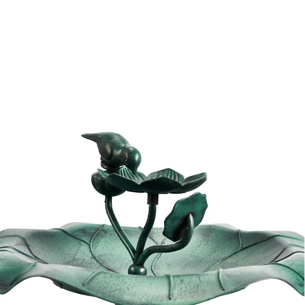 50*50*86cm Dark Green Resin Bird Bath With Lotus Edge & Feeder Tray view 3