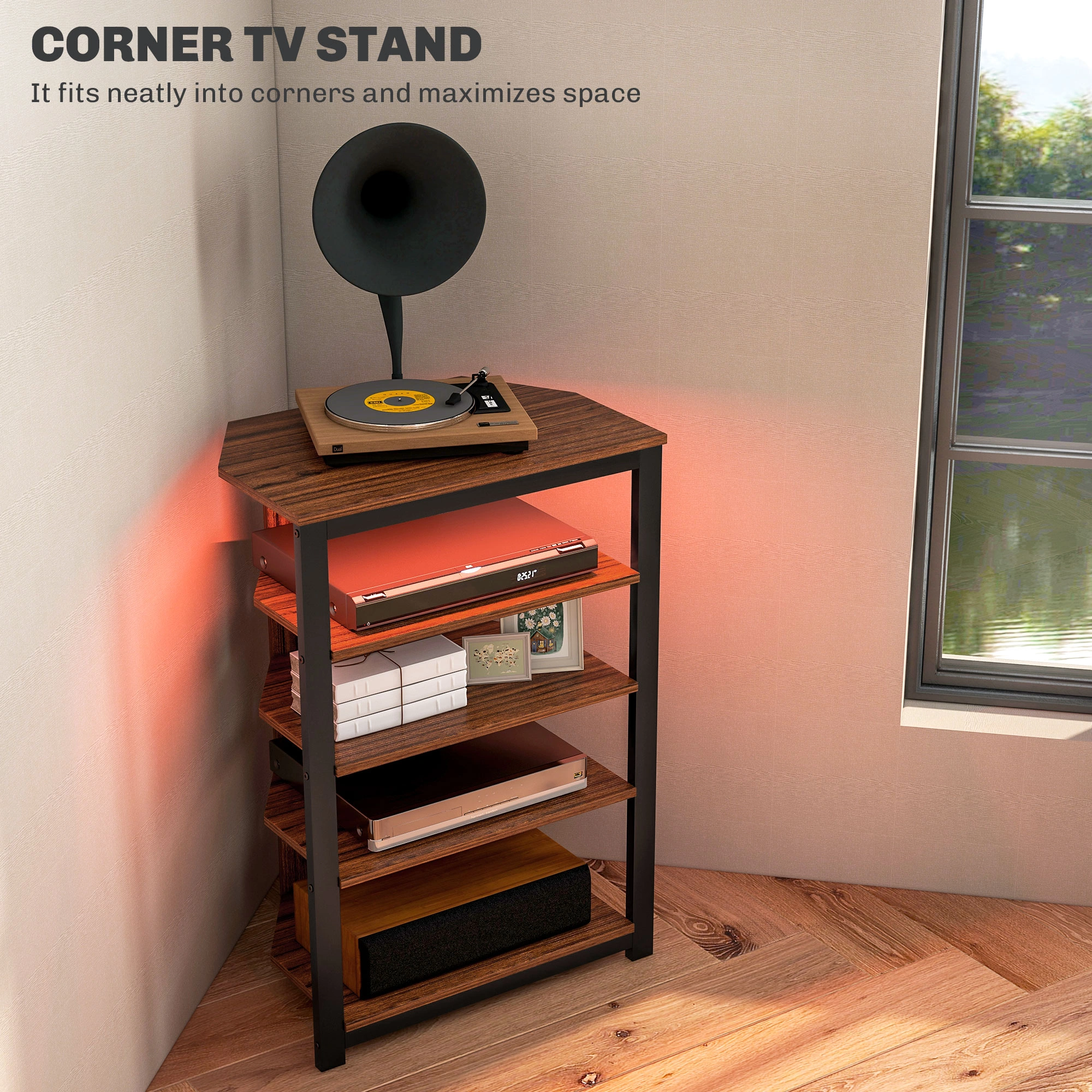 TV Stand TV Cabinet Console with Storage Shelves, Modern Entertainment Center for Living Room view 3