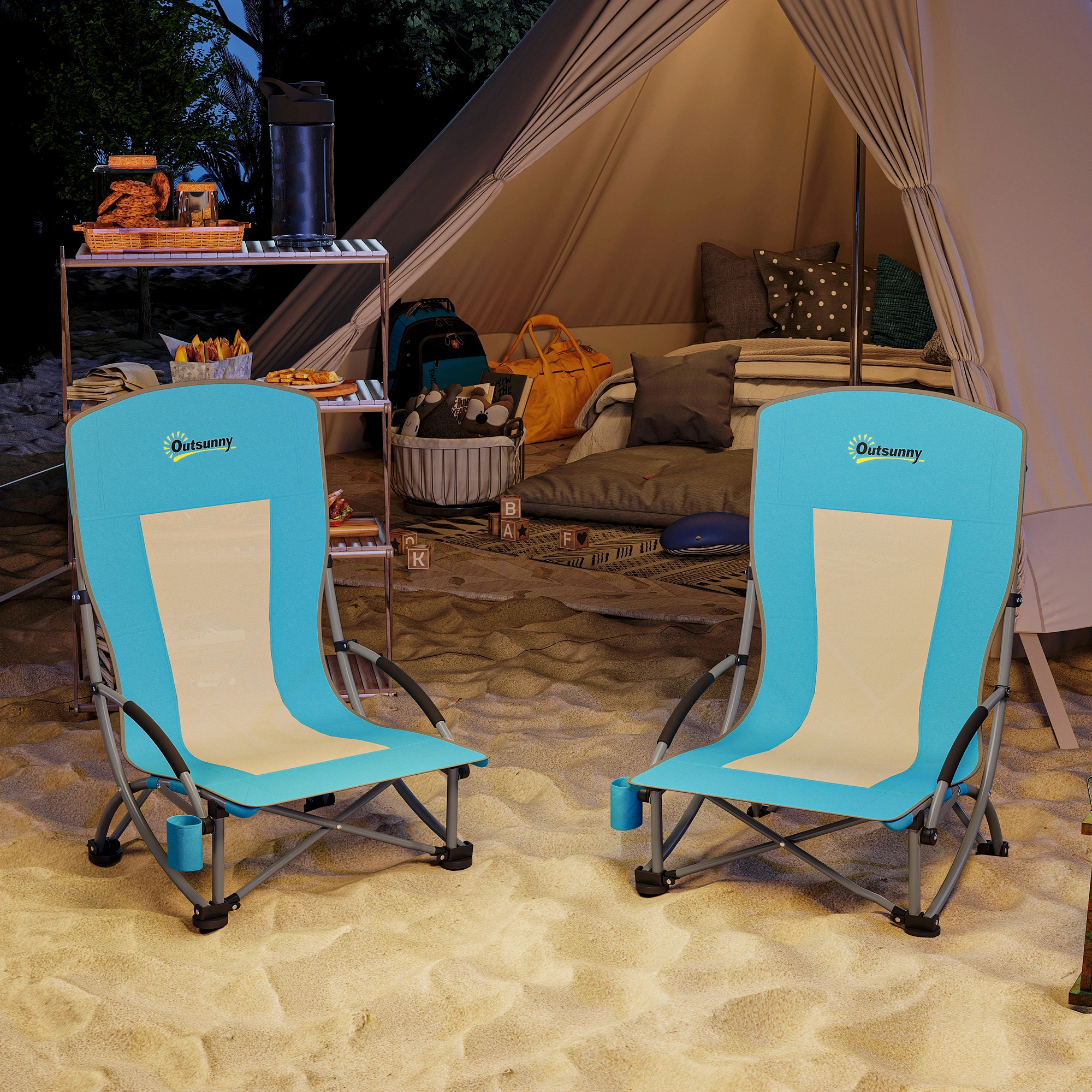 Portable Folding Lounge Chair, Beach Chair with Adjustable Backrest, Lightweight Reclining Camping Chair for Outdoor Garden view 2
