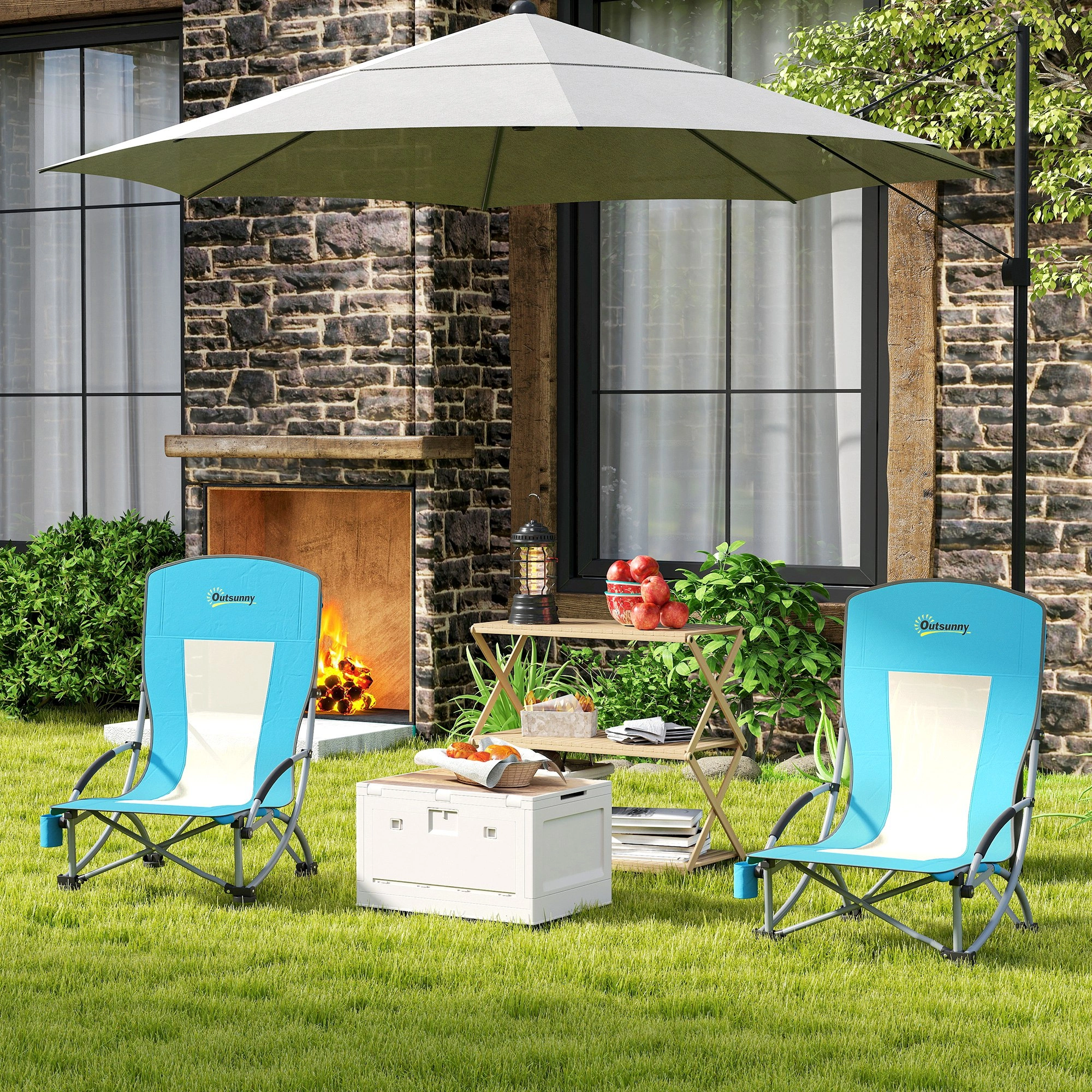 Portable Folding Lounge Chair, Beach Chair with Adjustable Backrest, Lightweight Reclining Camping Chair for Outdoor Garden view 4