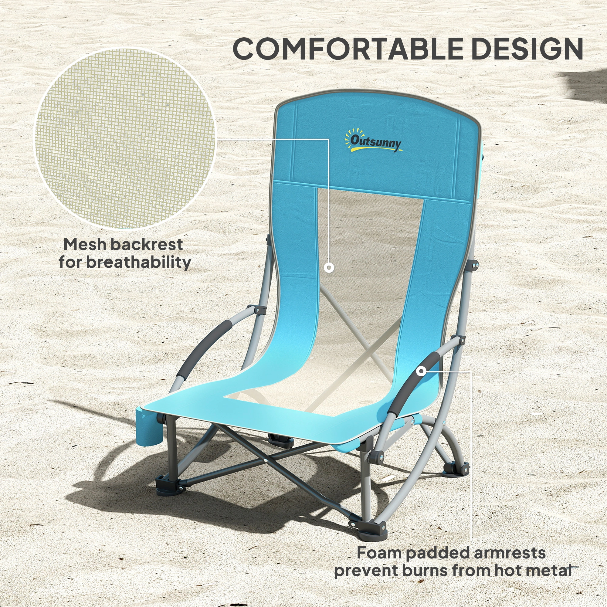 Portable Folding Lounge Chair, Beach Chair with Adjustable Backrest, Lightweight Reclining Camping Chair for Outdoor Garden view 5