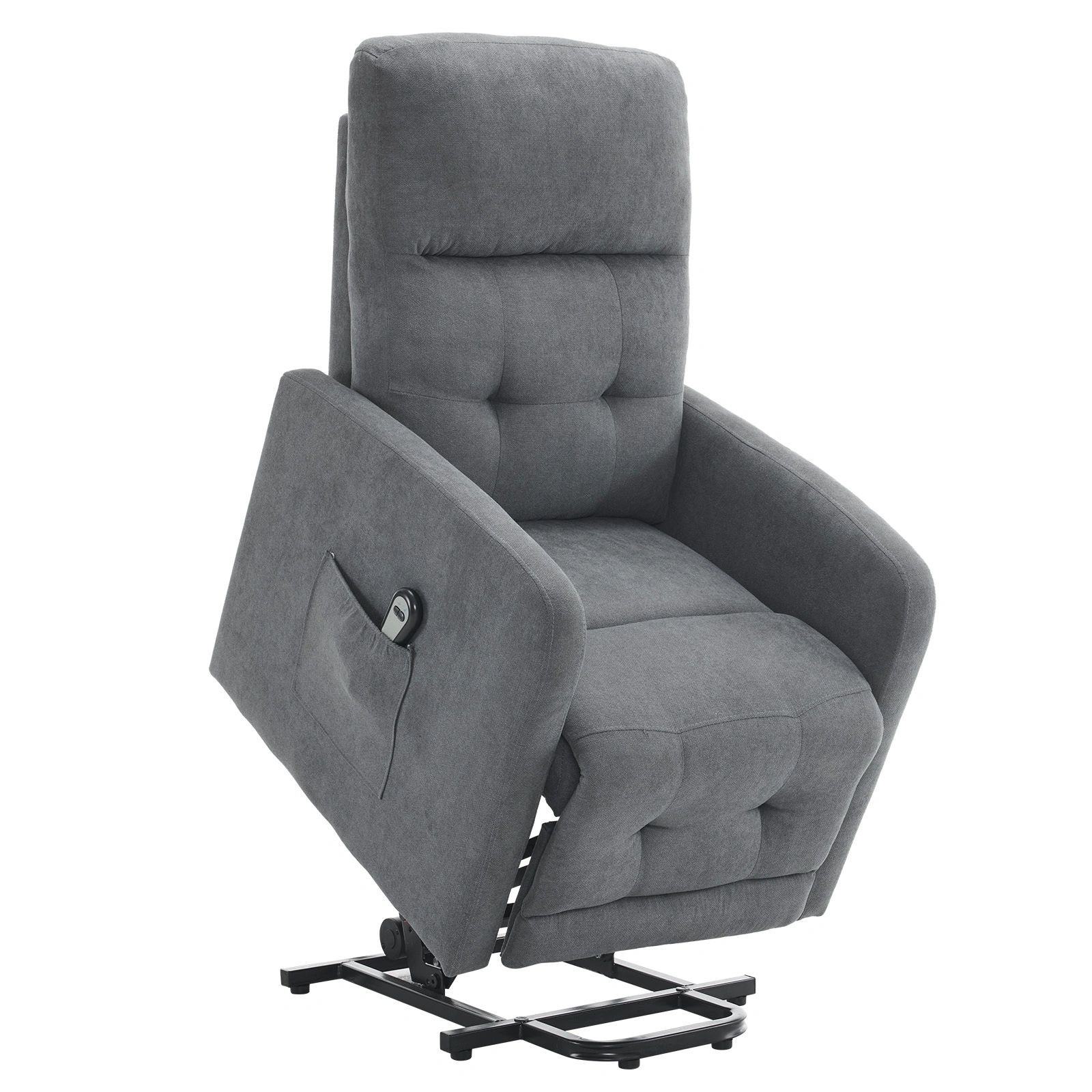 Electric Riser Recliner Chair for Elderly, Dark Grey Fabric Lift Chair, 120kg Capacity, Adjustable Recline Armchair with Side Pocket, Indoor Functional Chair for Living Room