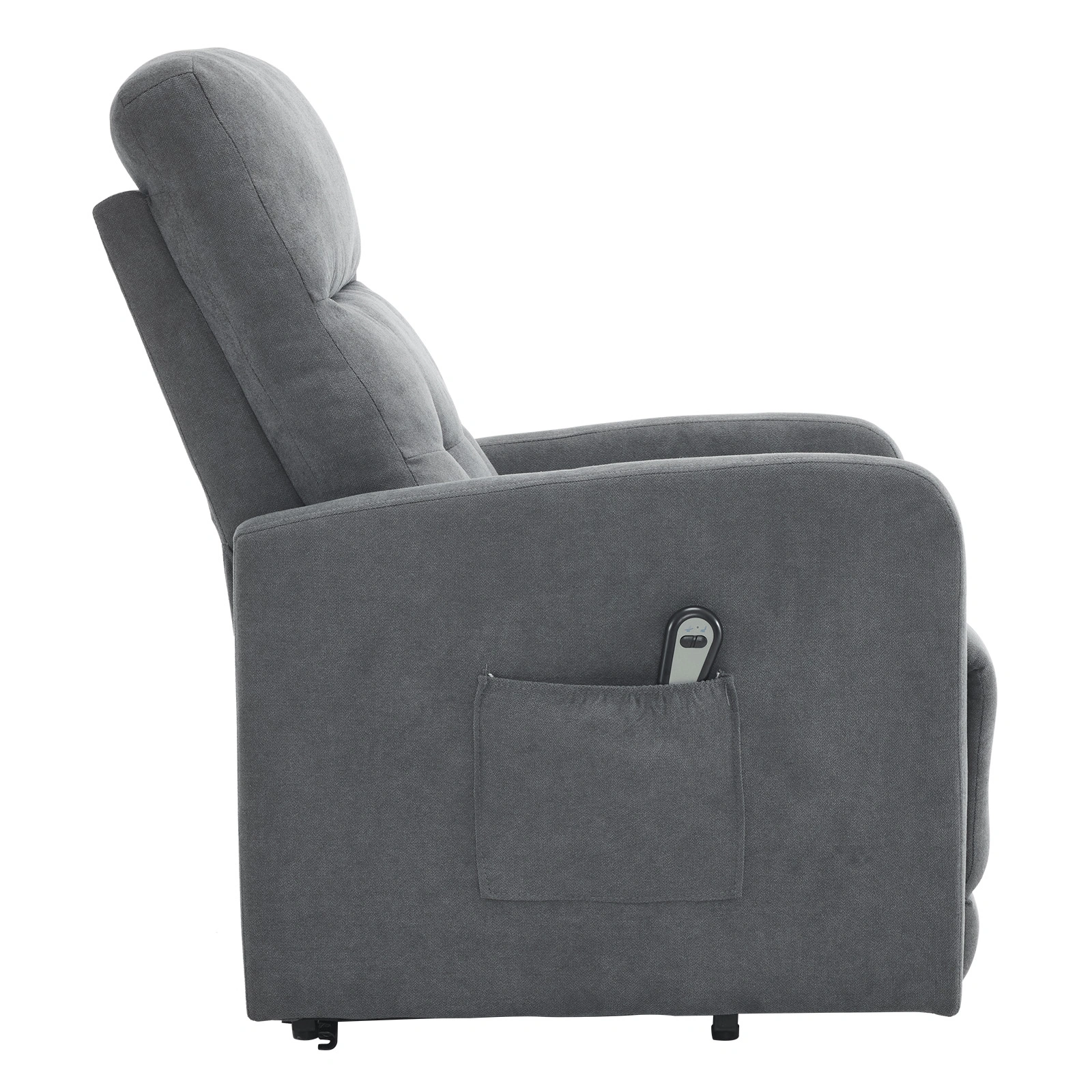 Electric Riser Recliner Chair for Elderly, Dark Grey Fabric Lift Chair, 120kg Capacity, Adjustable Recline Armchair with Side Pocket, Indoor Functional Chair for Living Room view 4
