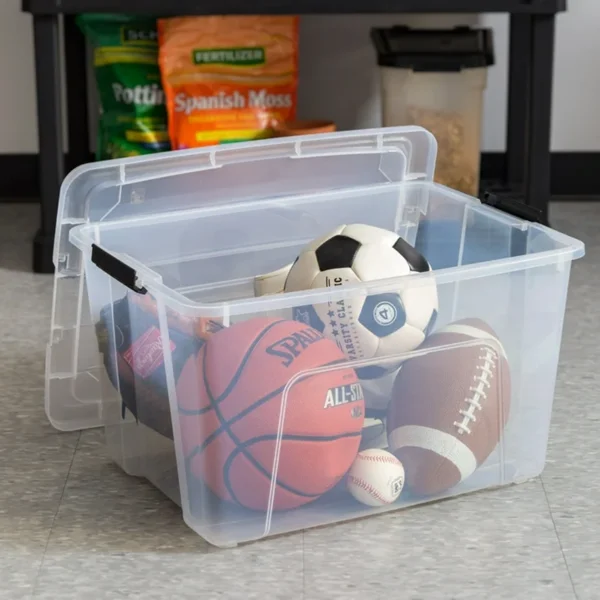 60 Qt. Plastic Storage Bins with Lids, Stackable Storage Containers, Totes, 4 Pack view 5