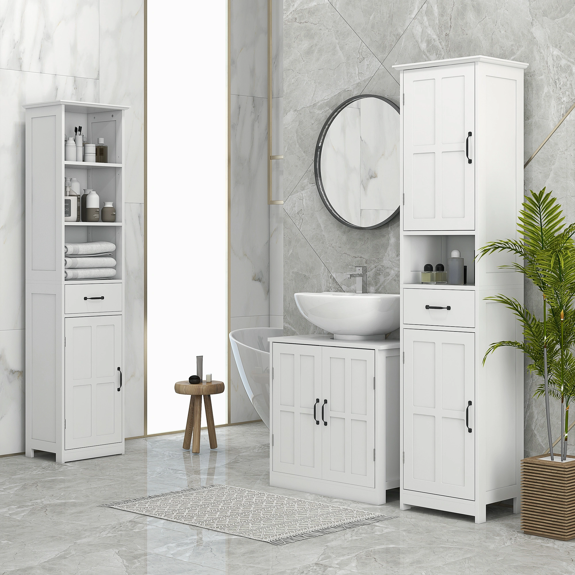 Contemporary Bathroom Cabinet Wall-Hung Storage Solution Unit