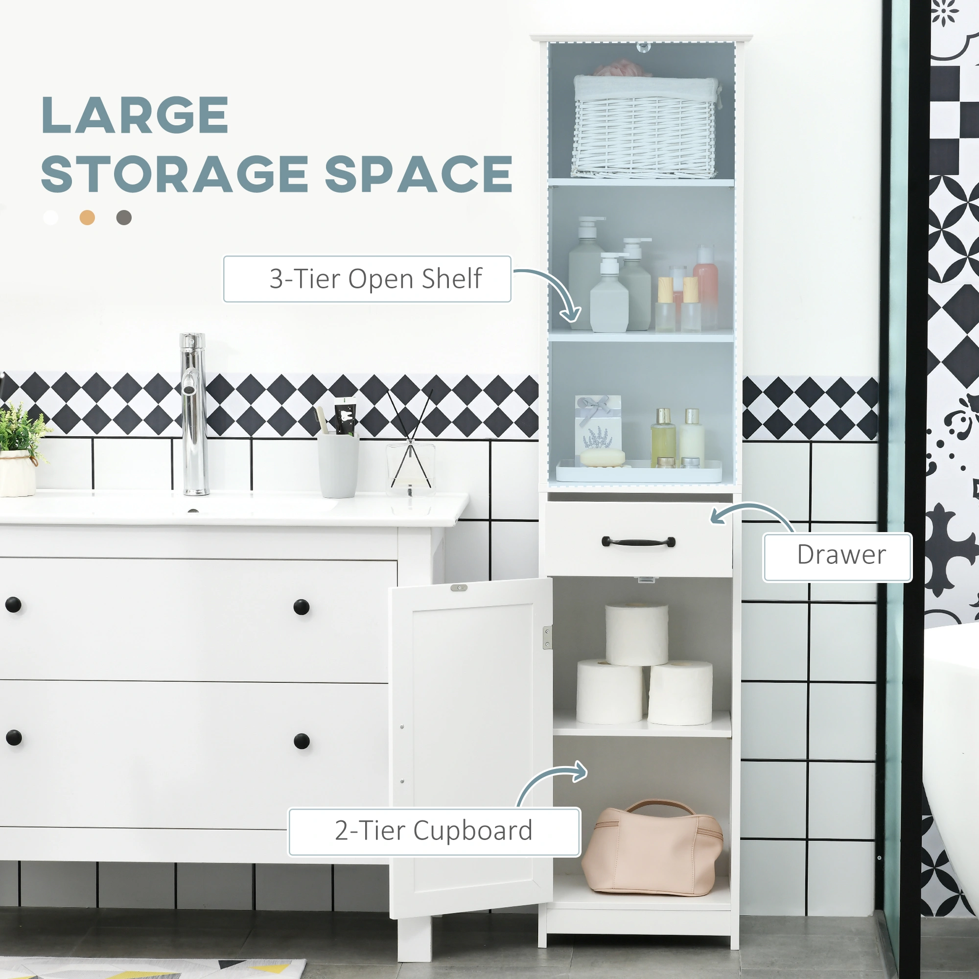 Contemporary Bathroom Cabinet Wall-Hung Storage Solution Unit view 3