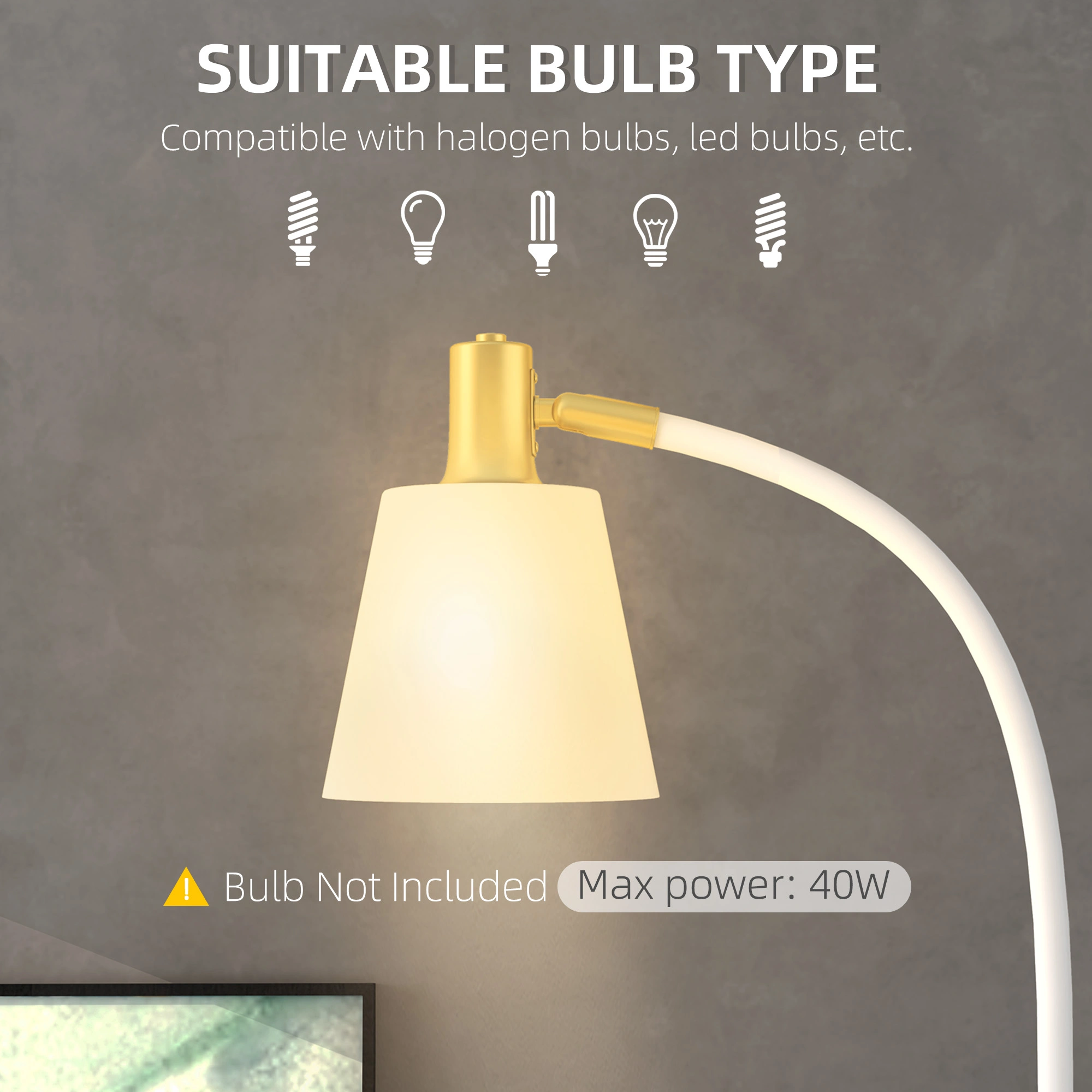 Adjustable Height Floor Lamp with LED Bulb, 60 Inch Standing Light, Read & Bedroom, Minimalist Metal view 2