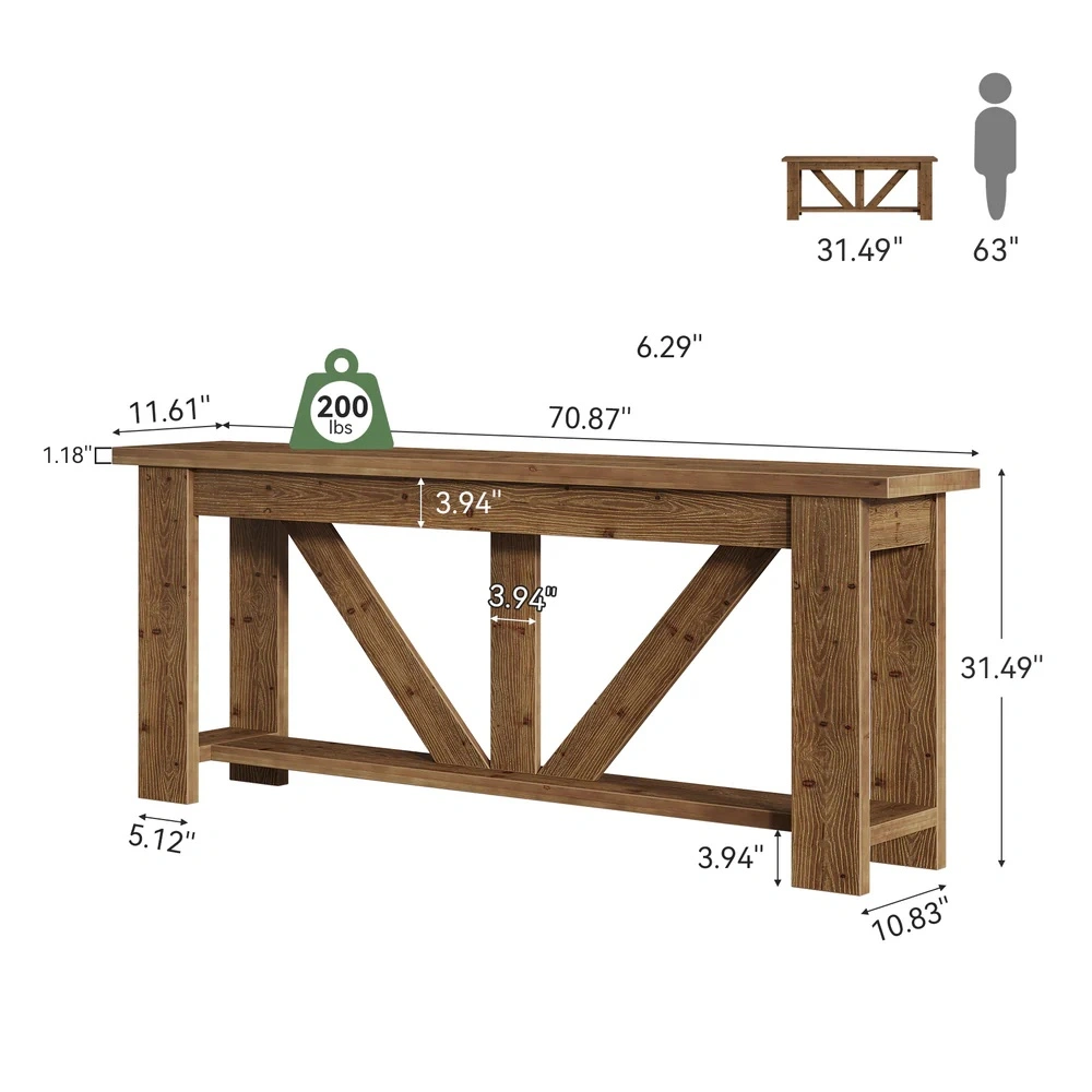Modern Long Console Table, Narrow Entryway Sofa Table with Storage Shelf, Hallway Table for Living Room, Entryway, Bedroom, Hallway view 2