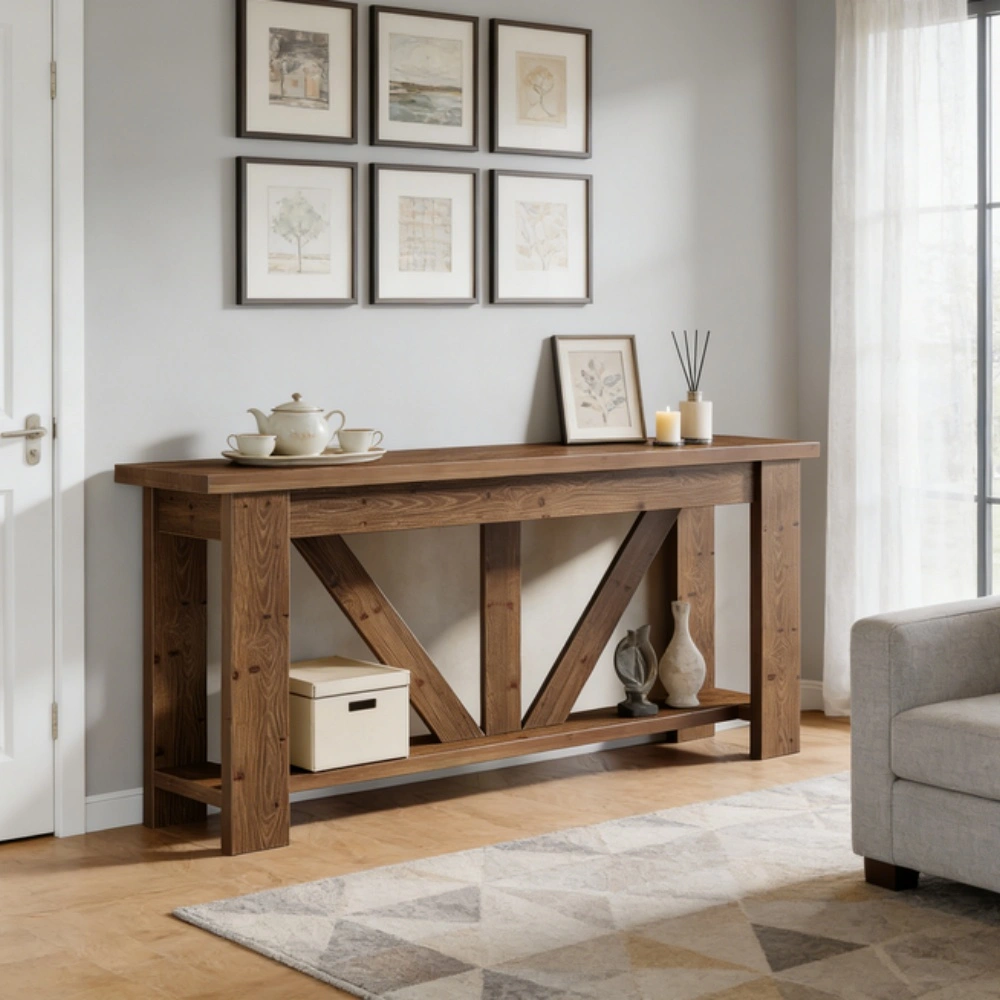 Modern Long Console Table, Narrow Entryway Sofa Table with Storage Shelf, Hallway Table for Living Room, Entryway, Bedroom, Hallway view 4