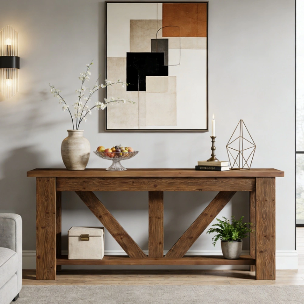 Modern Long Console Table, Narrow Entryway Sofa Table with Storage Shelf, Hallway Table for Living Room, Entryway, Bedroom, Hallway view 5