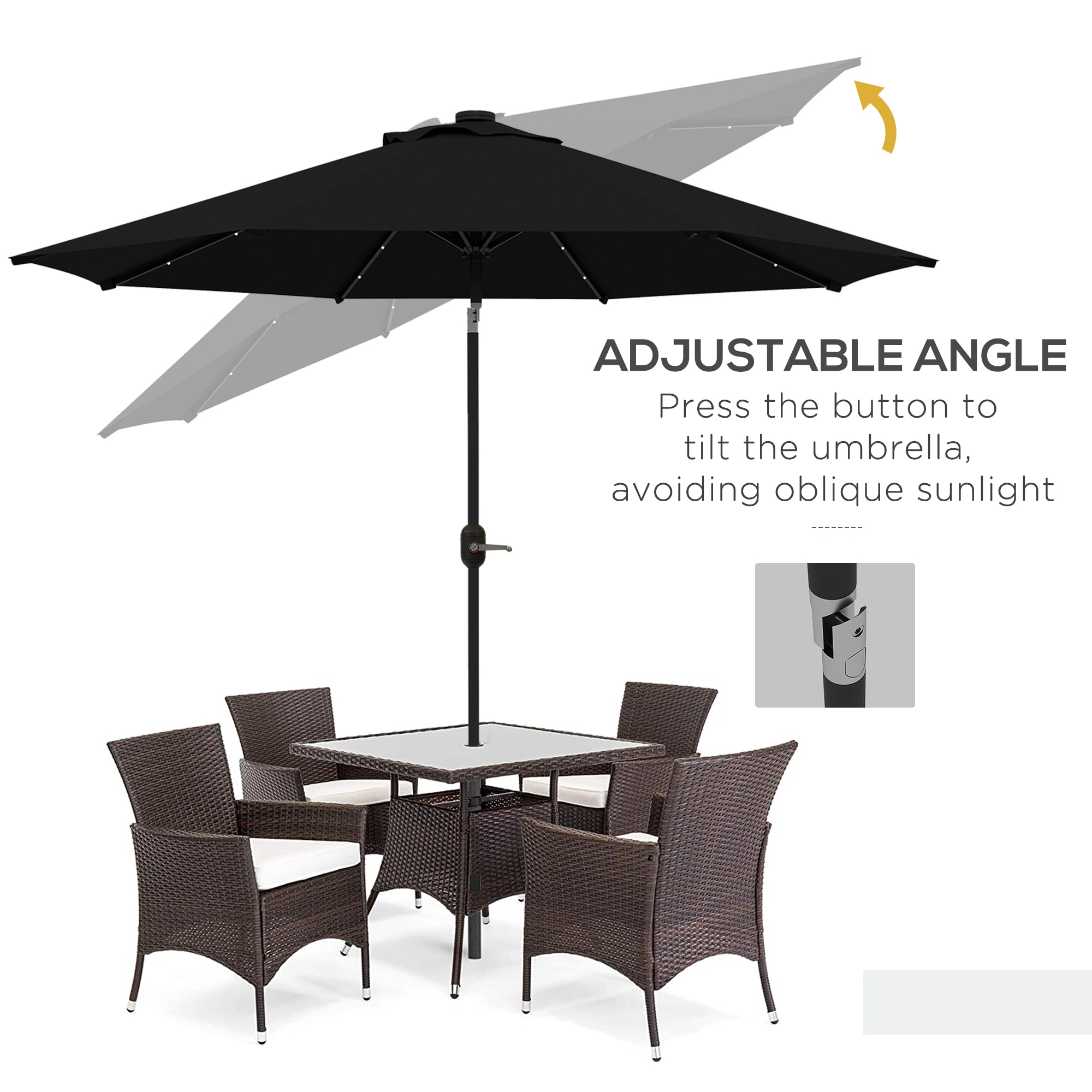 Outdoor Beach Umbrella 8FT Sun Umbrella Portable Portable Market Canopy for Patio