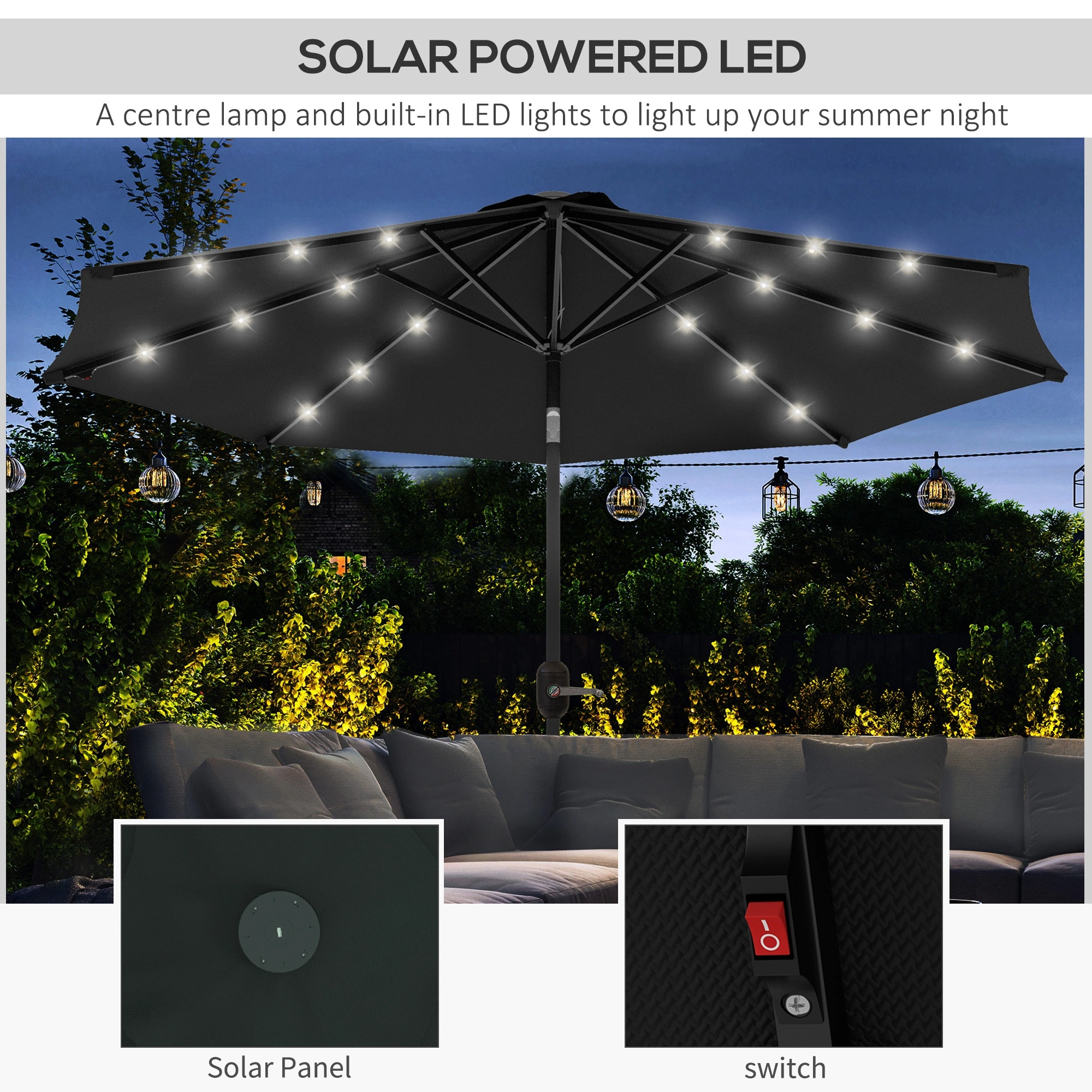 Outdoor Beach Umbrella 8FT Sun Umbrella Portable Portable Market Canopy for Patio view 2