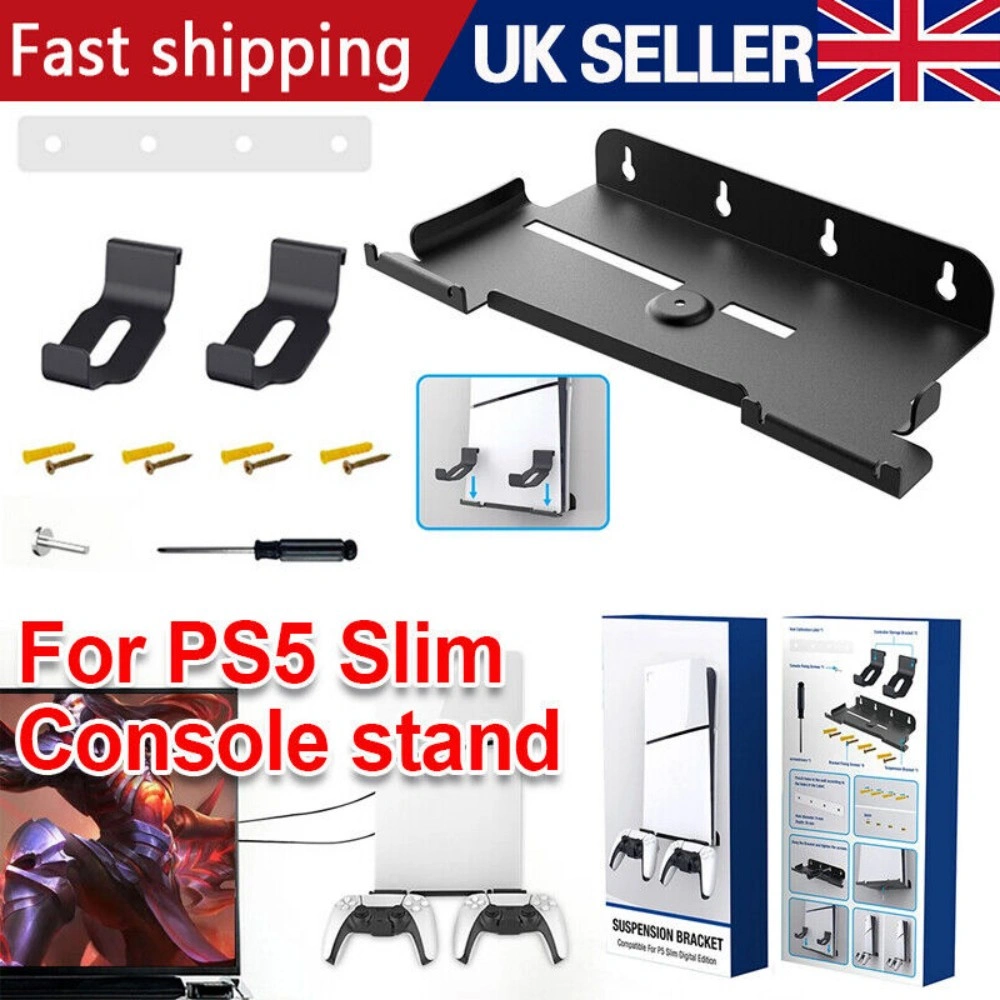 PS5 Slim Wall Mount Bracket Kit with Stand Base for PlayStation 5 Console UK Compatible view 2