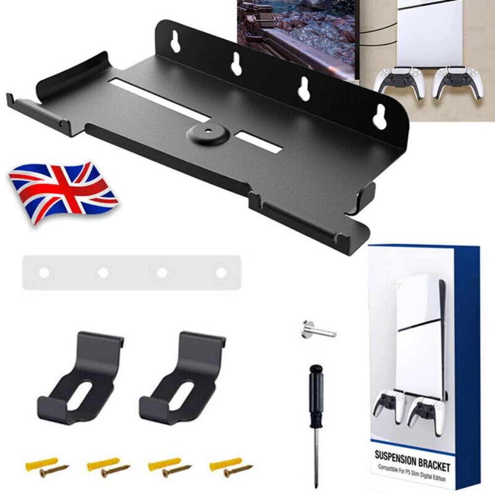PS5 Slim Wall Mount Bracket Kit with Stand Base for PlayStation 5 Console UK Compatible view 5