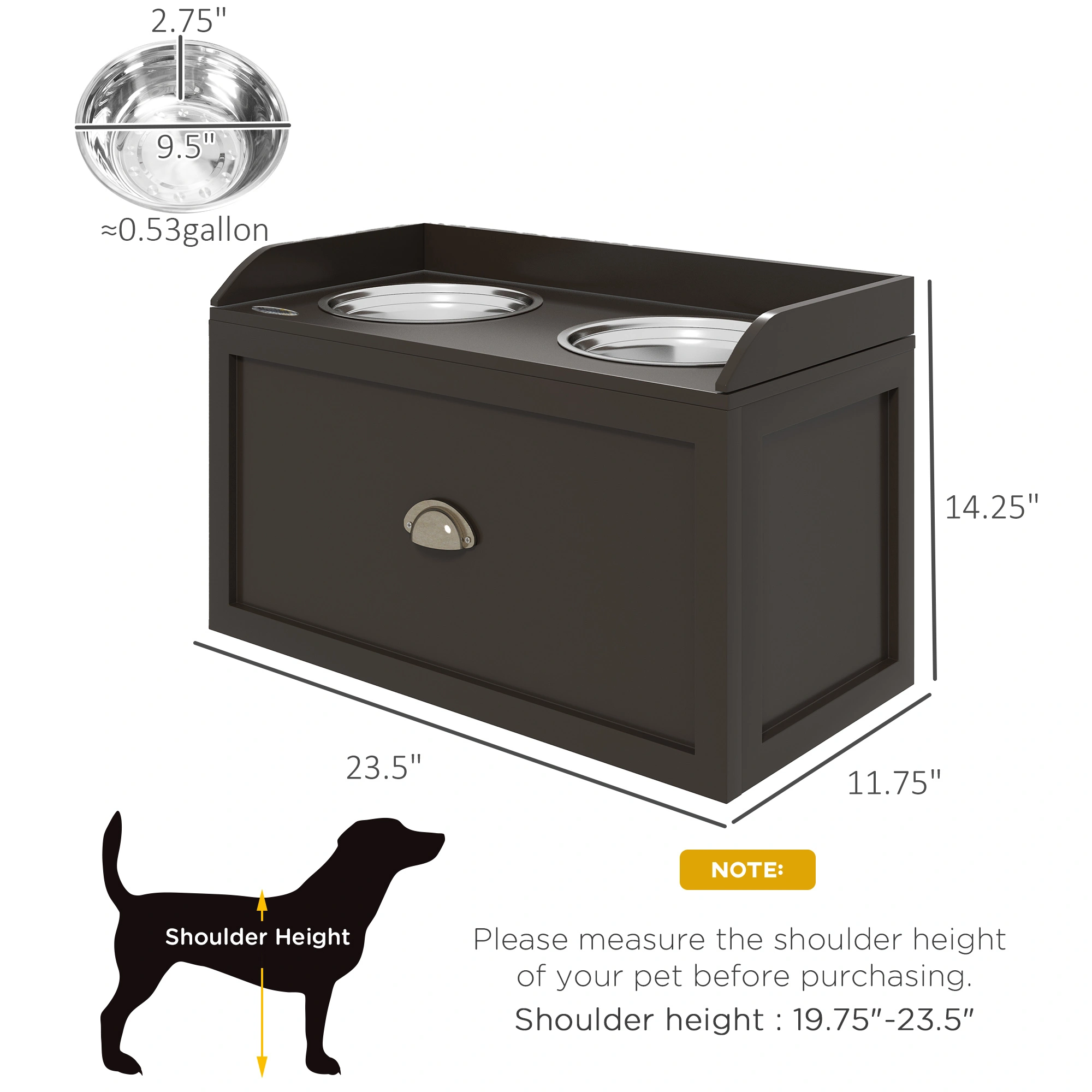 Elevated Dog Bowl - Raised Pet Feeder Bowl for Medium Large Dogs, Stainless Steel Slow Feed Bowls with Stand, Adjustable Height view 2
