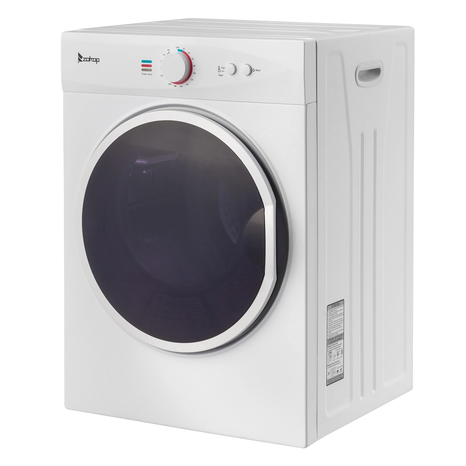 GYJ30-28 3KG Compact Portable Clothes Dryer, 1.8 Cu.Ft, Stainless Steel Drum, 220V-240V, Mechanical Control, Black/White, CE ROHS Certified