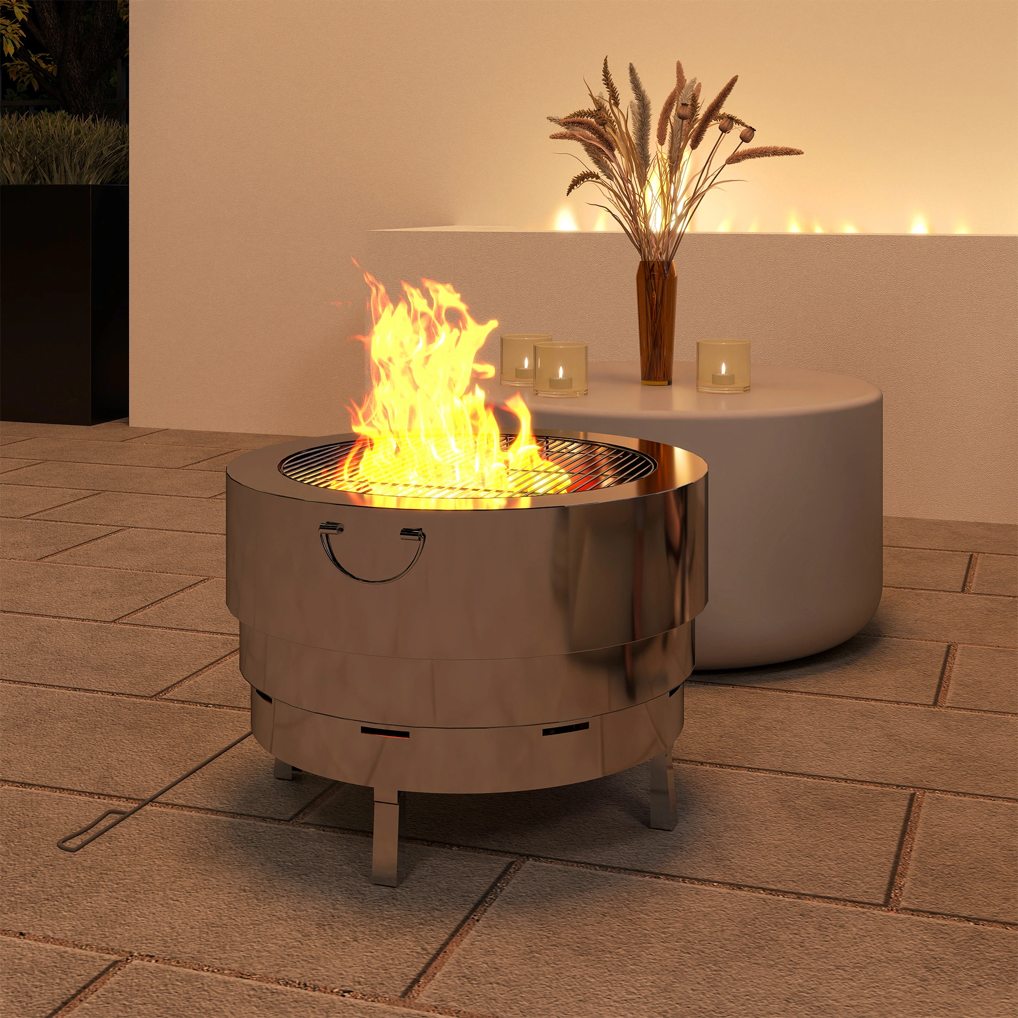 Modern Fire Pit Table 42 Inch, Square Propane Gas Fire Pit Table with Tempered Glass, Outdoor Coffee Table for Patio Deck Yard view 2