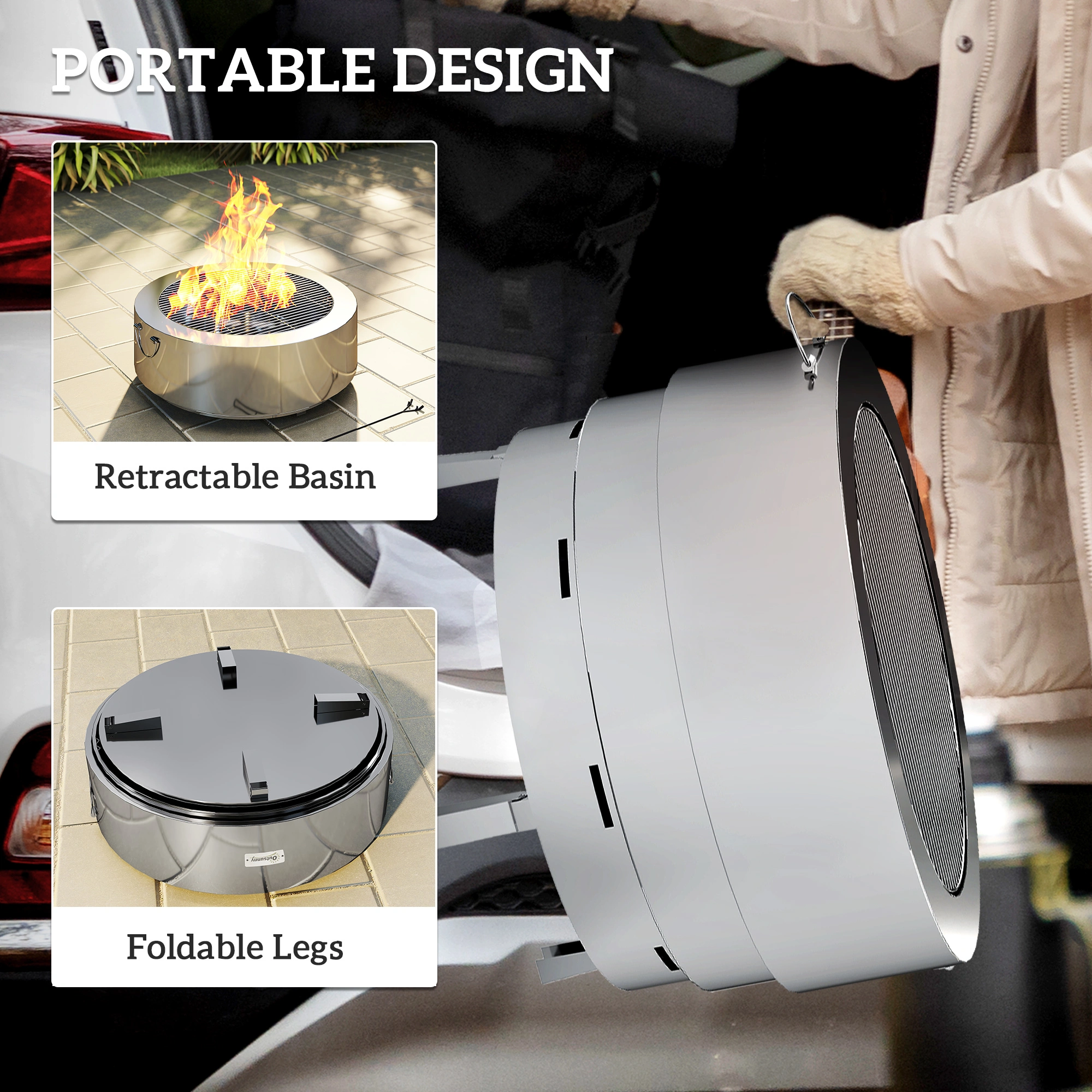 Modern Fire Pit Table 42 Inch, Square Propane Gas Fire Pit Table with Tempered Glass, Outdoor Coffee Table for Patio Deck Yard view 5