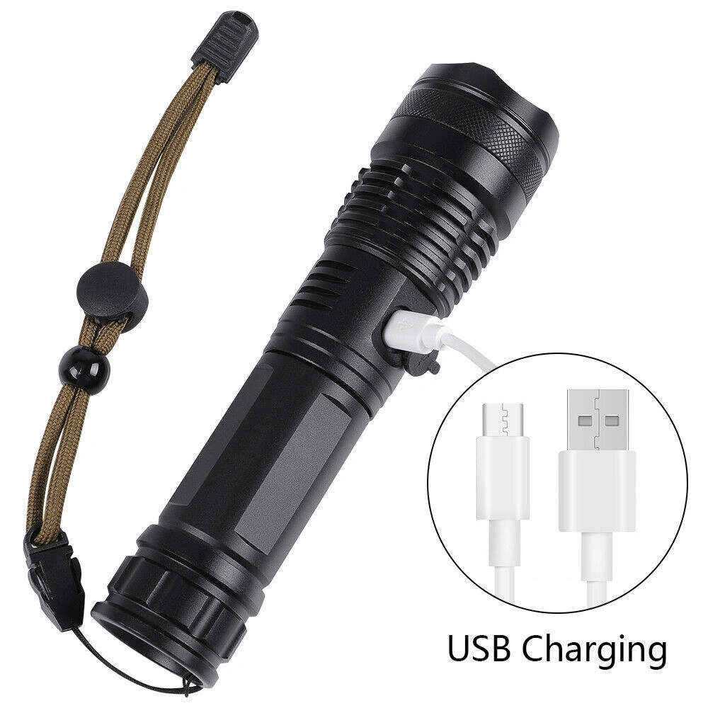 USB Rechargeable LED Flashlight 5 Modes Outdoor Camping Hiking Work Light view 3