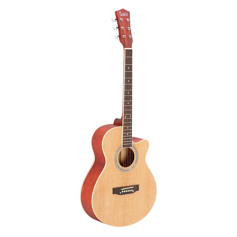 GT501 40 Inch Spruce Front Cutaway Folk Acoustic Guitar Bundle with Bag Fretboard Board Wrench Tool Burlywood view 3