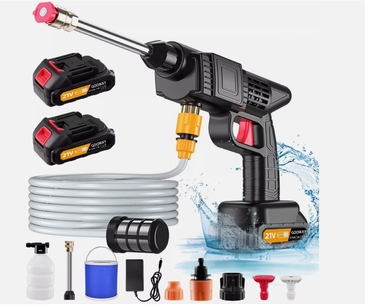 Cordless Electric Pressure Washer, Portable High-Pressure Car Washer with 2 Rechargeable Batteries, Compact Water Jet Cleaner for Vehicles & Outdoor Use