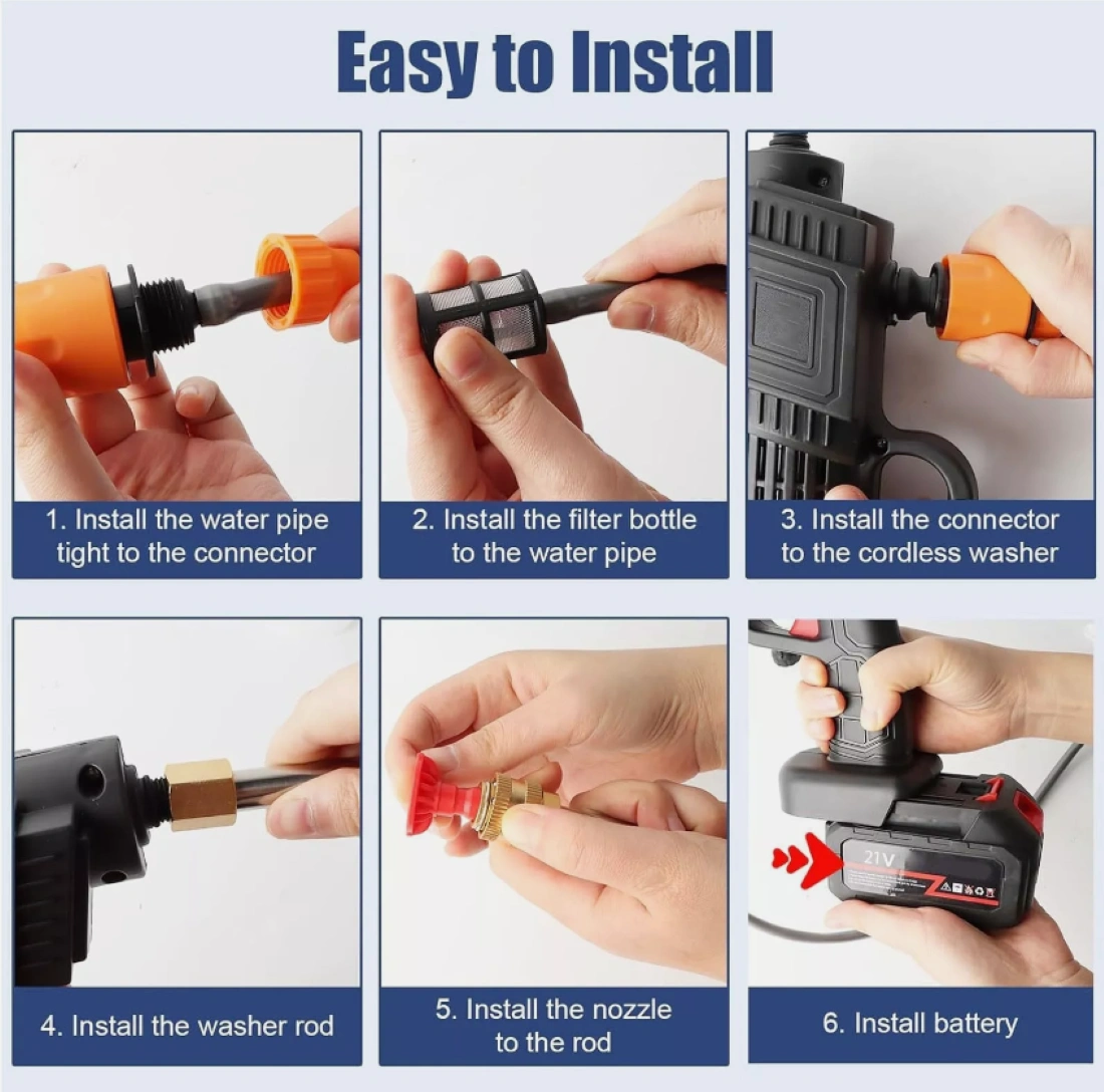 Cordless Electric Pressure Washer, Portable High-Pressure Car Washer with 2 Rechargeable Batteries, Compact Water Jet Cleaner for Vehicles & Outdoor Use view 2