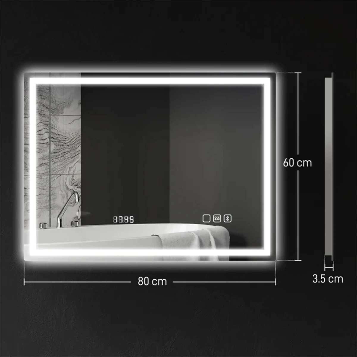 Wall Mounted Bathroom Mirror Frameless Anti Fog Decorative Mirror for Bathroom view 2