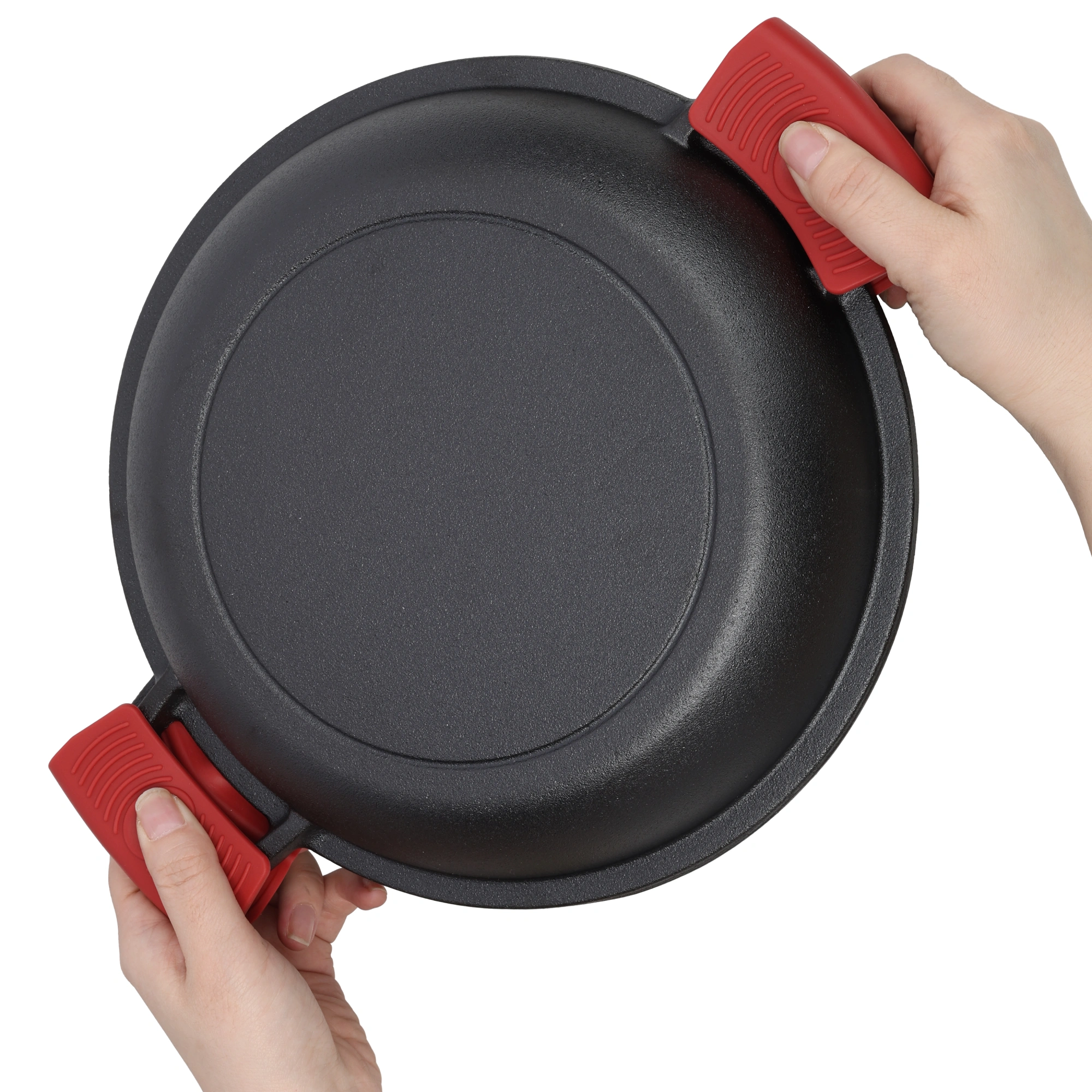 Pre-Seasoned Cast Iron Dutch Oven 5Qt - 2-in-1 Dual Handle Camping Pot with 2pcs Silicone Handles Covers, Outdoor Frying Pan for Campfire, BBQ, Fireplace, Grill Cooking & Baking view 7