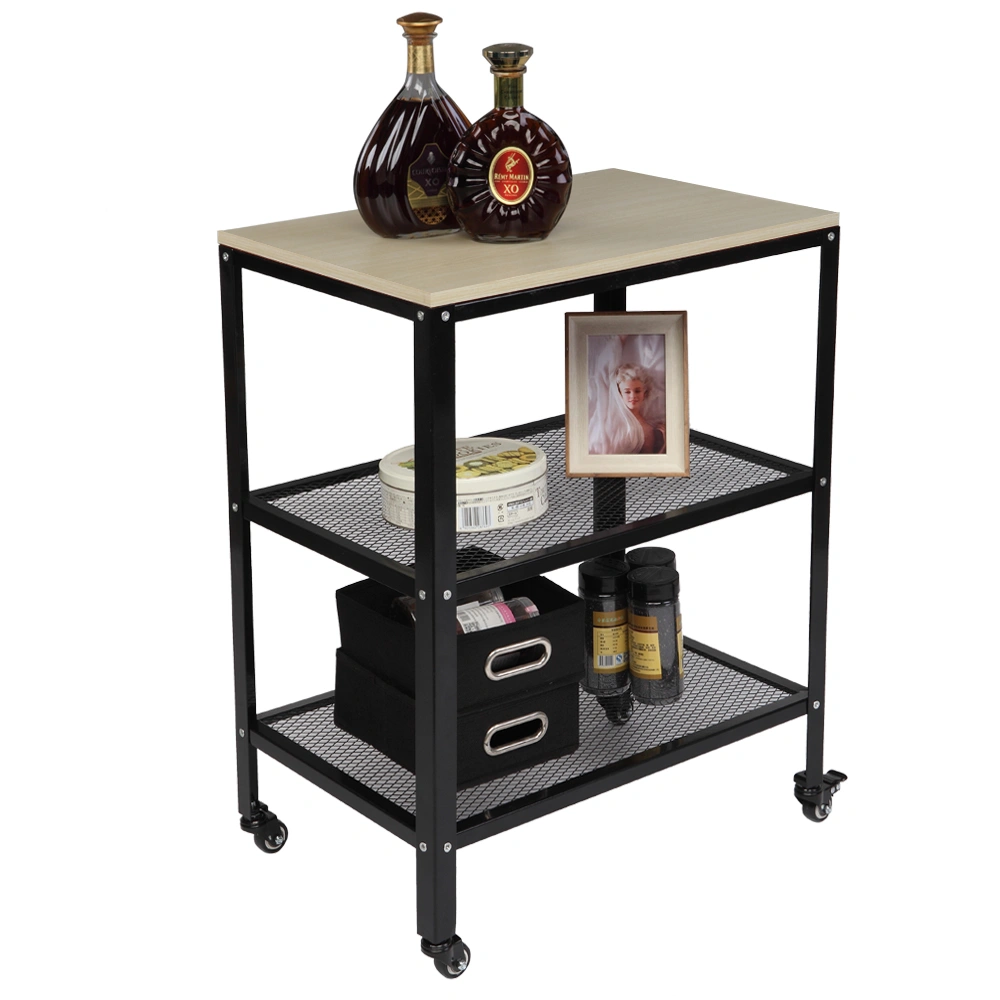 3-Tier Kitchen Microwave Cart, Rolling Kitchen Utility Cart, Standing Bakers Rack Storage Cart with Metal Frame for Living Room White