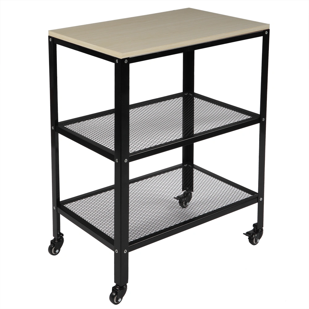3-Tier Kitchen Microwave Cart on Wheels - Rolling Metal Frame Utility Bakers Rack Storage Shelf, White view 2