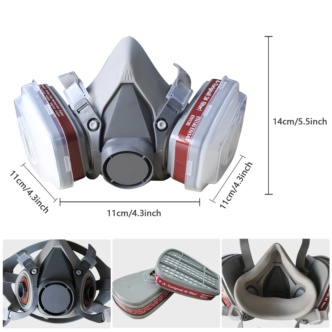 1 Pack 7in1 Half Face Mask, Two Filters Included - Facepiece (Not NIOSH approved) view 6