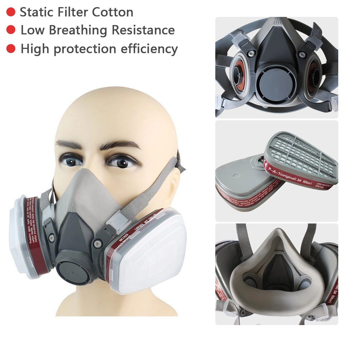 1 Pack 7in1 Half Face Mask, Two Filters Included - Facepiece (Not NIOSH approved) view 7