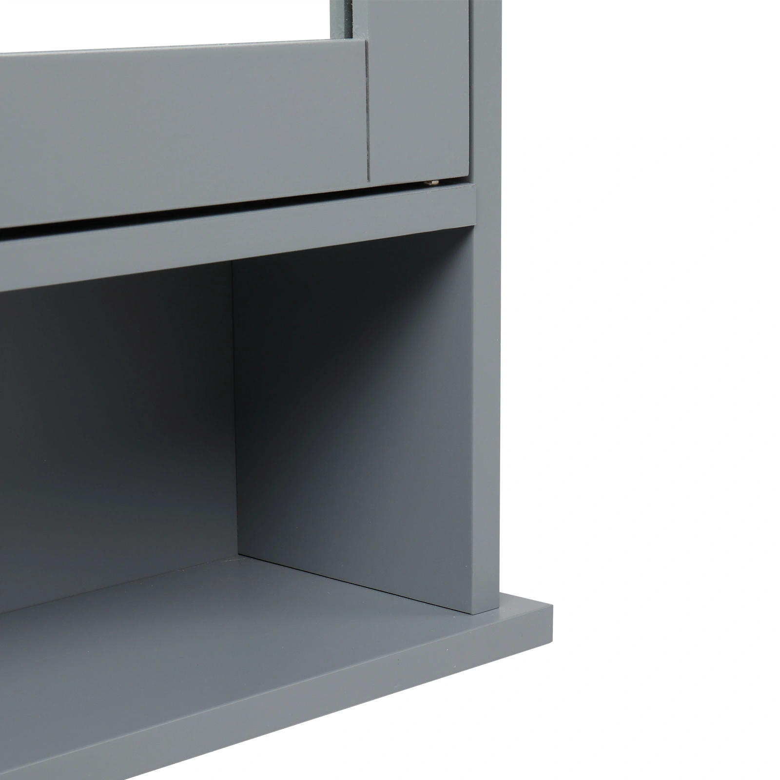 2 Mirror Door 1 Storage Layer MDF Spray Paint Bathroom Wall Cabinet Gray view 15