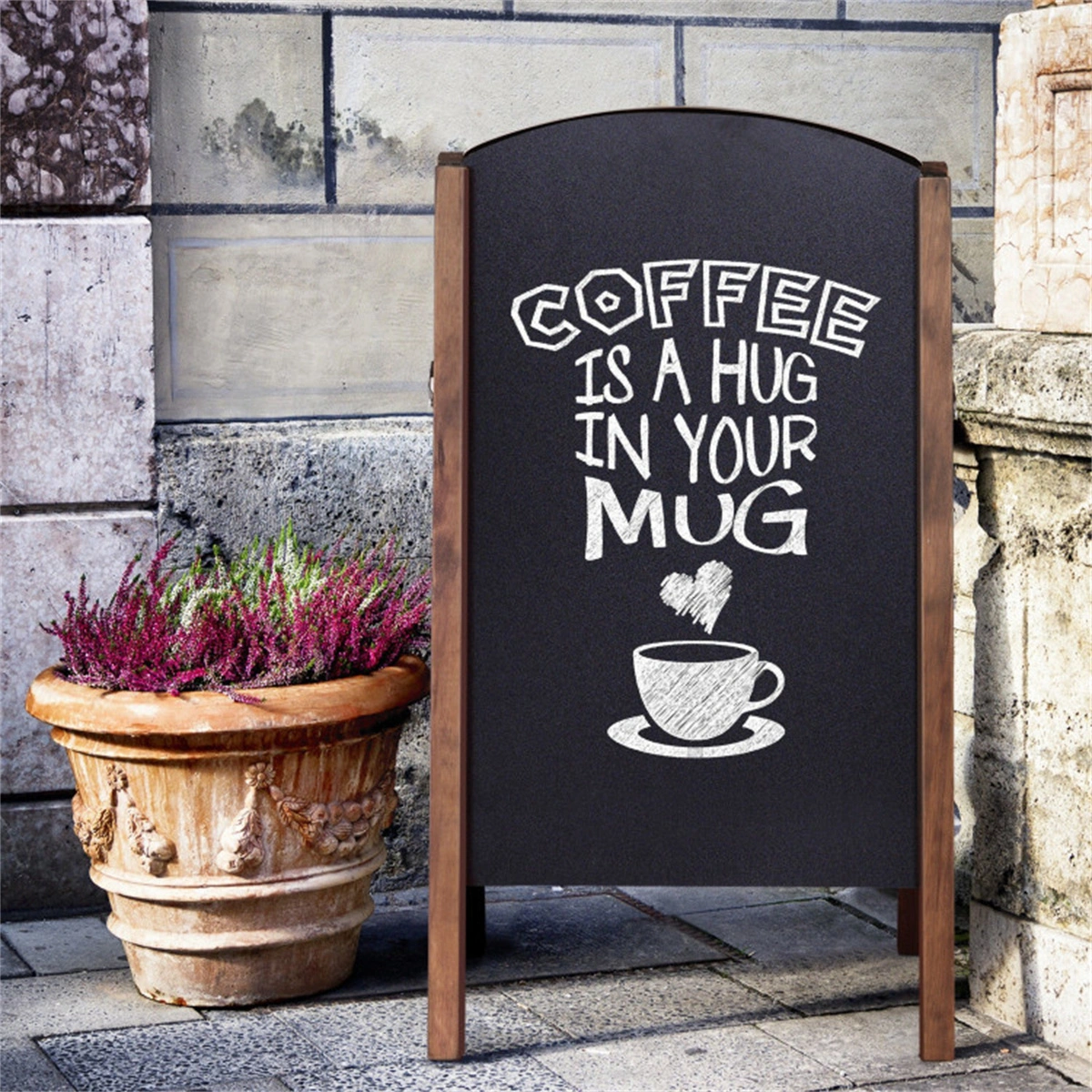 25.6" x 2.4" x 40.0" Billboard Wood A-Frame Sidewalk Signage Chalkboard view 2